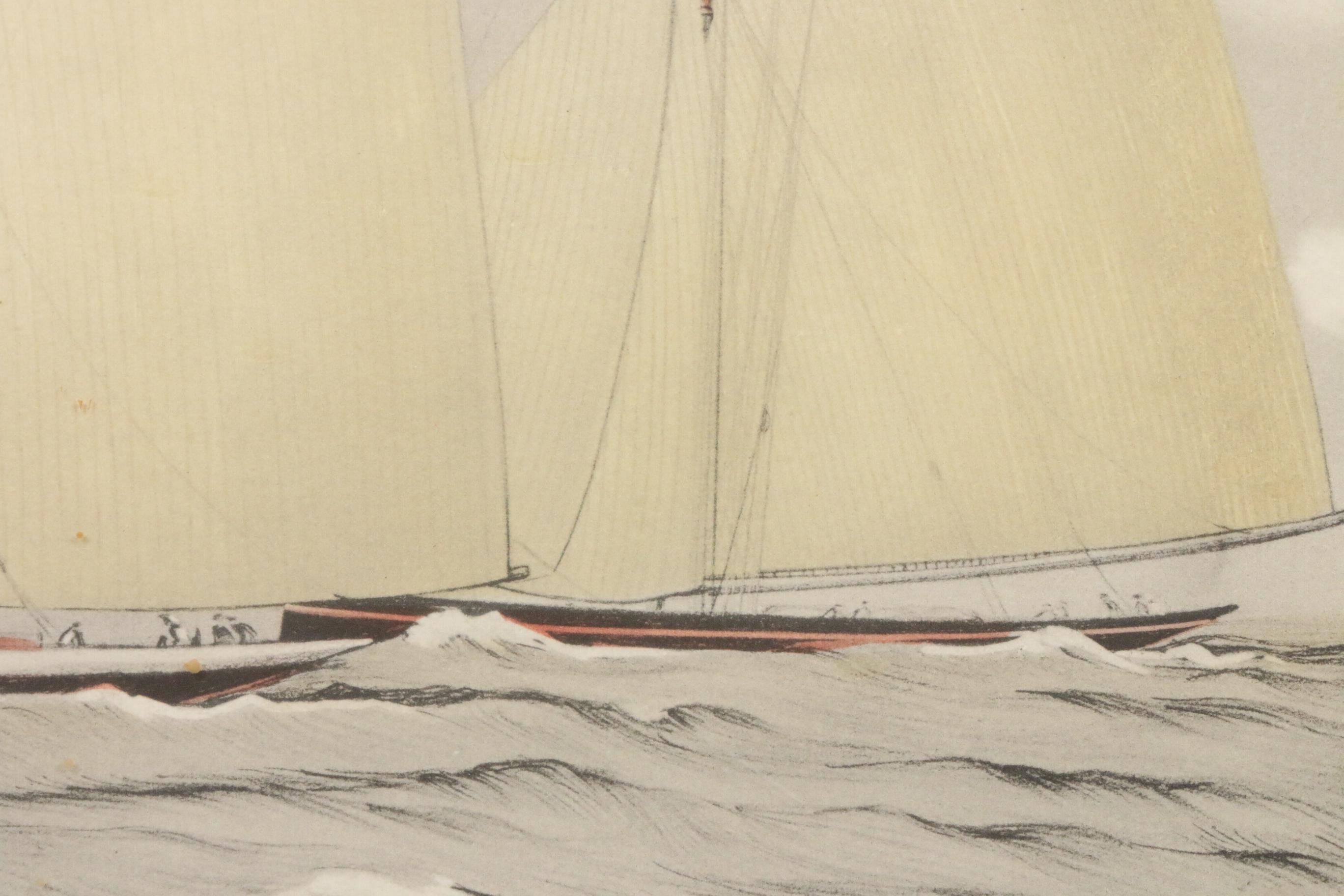 America's Cup Lithograph After Franklyn Fairchild "Puritan vs. Genista"