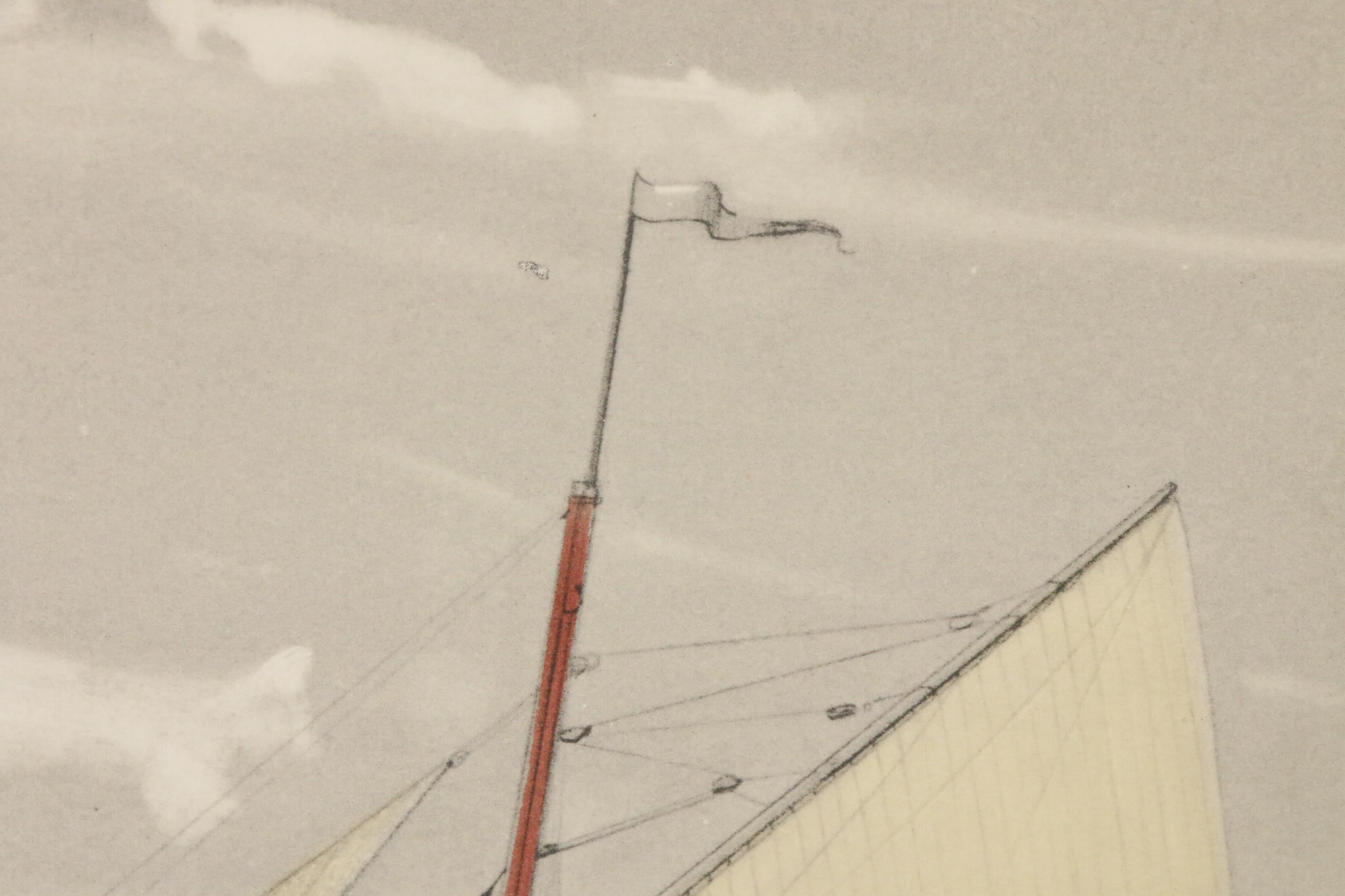 America's Cup Lithograph After Franklyn Fairchild "Puritan vs. Genista"