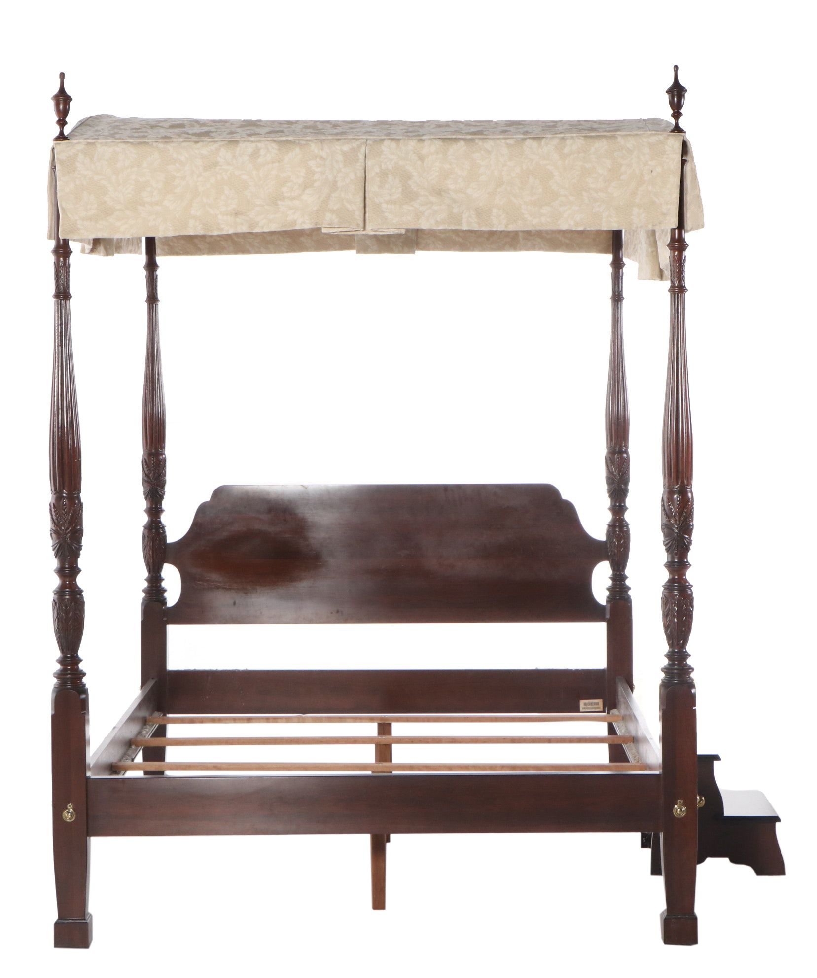 Ethan Allen Rice-Carved Cherry Bed with Canopy in Queen Size