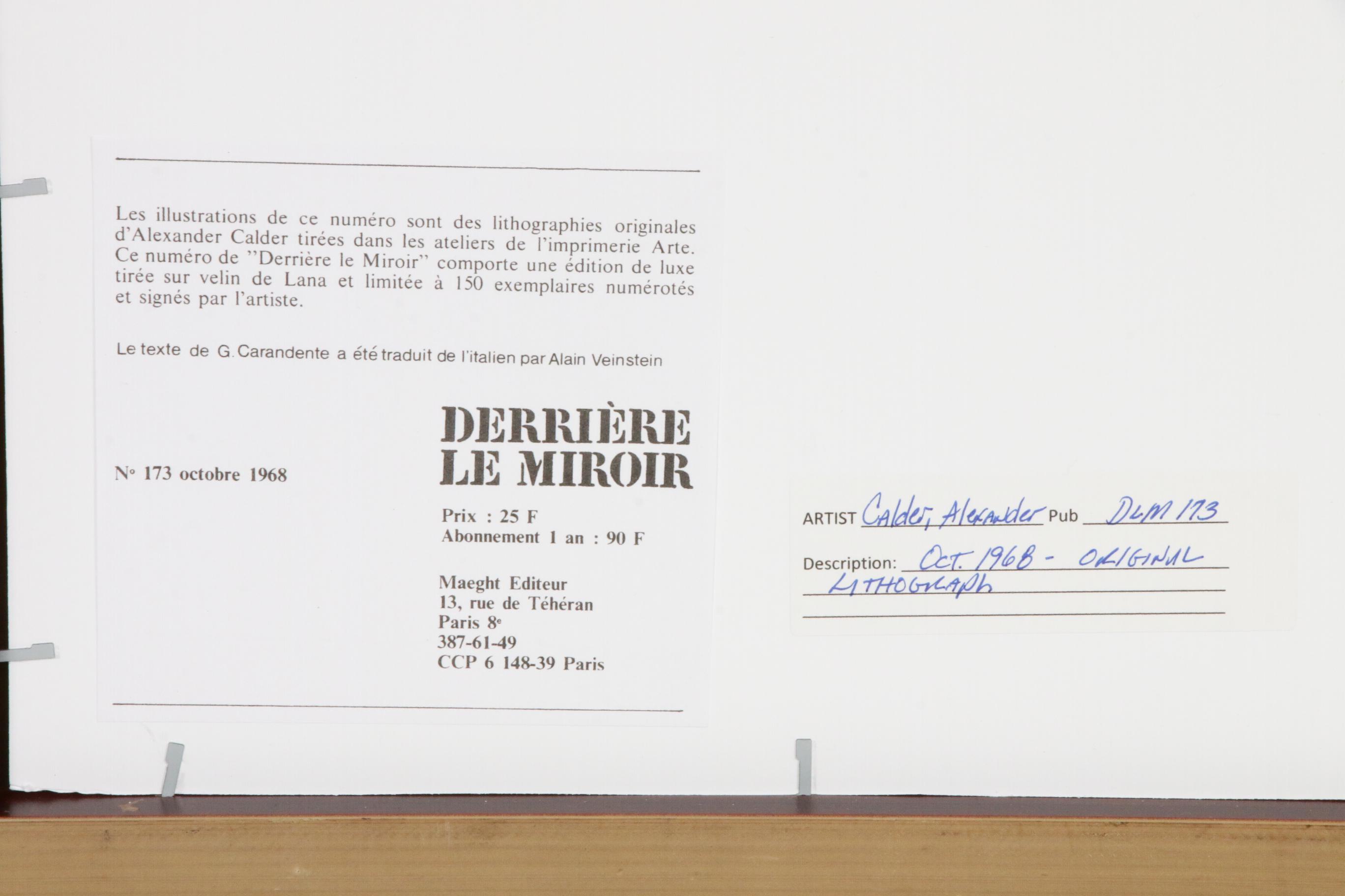 Alexander Calder Double-Page Color Lithograph for "Derrière le Miroir," 1968