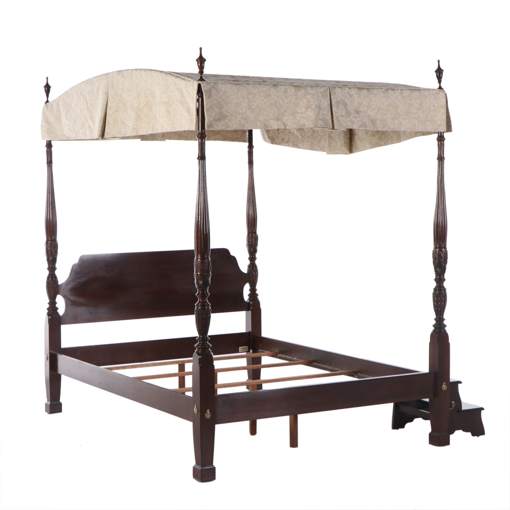 Ethan Allen Rice-Carved Cherry Bed with Canopy in Queen Size