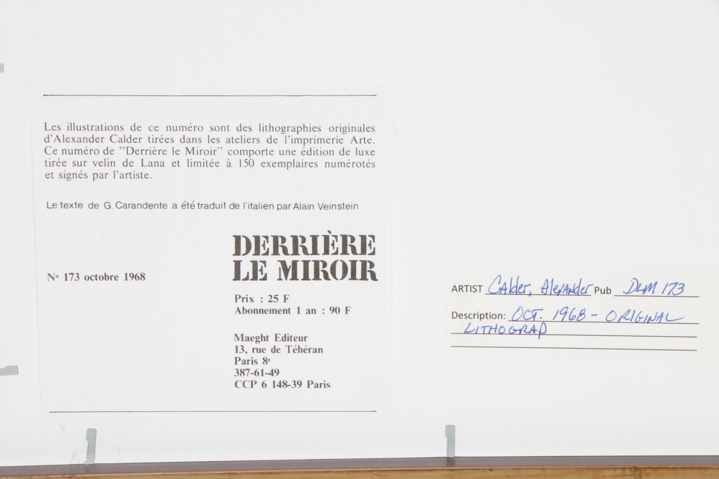 Alexander Calder Double-Page Color Lithograph for "Derrière le Miroir," 1968