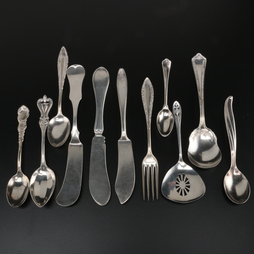 Buccellati and Towle "Old Colonial" Sterling Silver Spoons with Coin and Plate