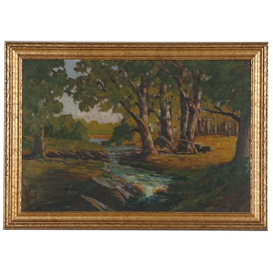 Wilbur LeRoy Newark Landscape Oil Painting, Mid 20th Century