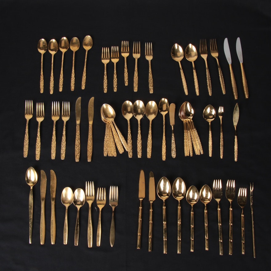 International Silver and Other Gold Tone Stainless Steel Flatware
