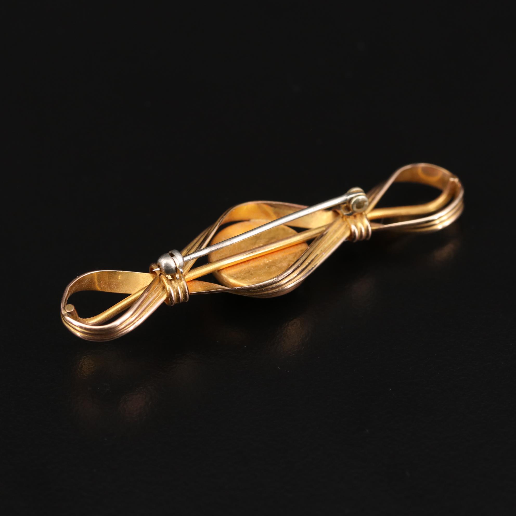 Vintage Reverse Painted Intaglio Horse Jockey Pin