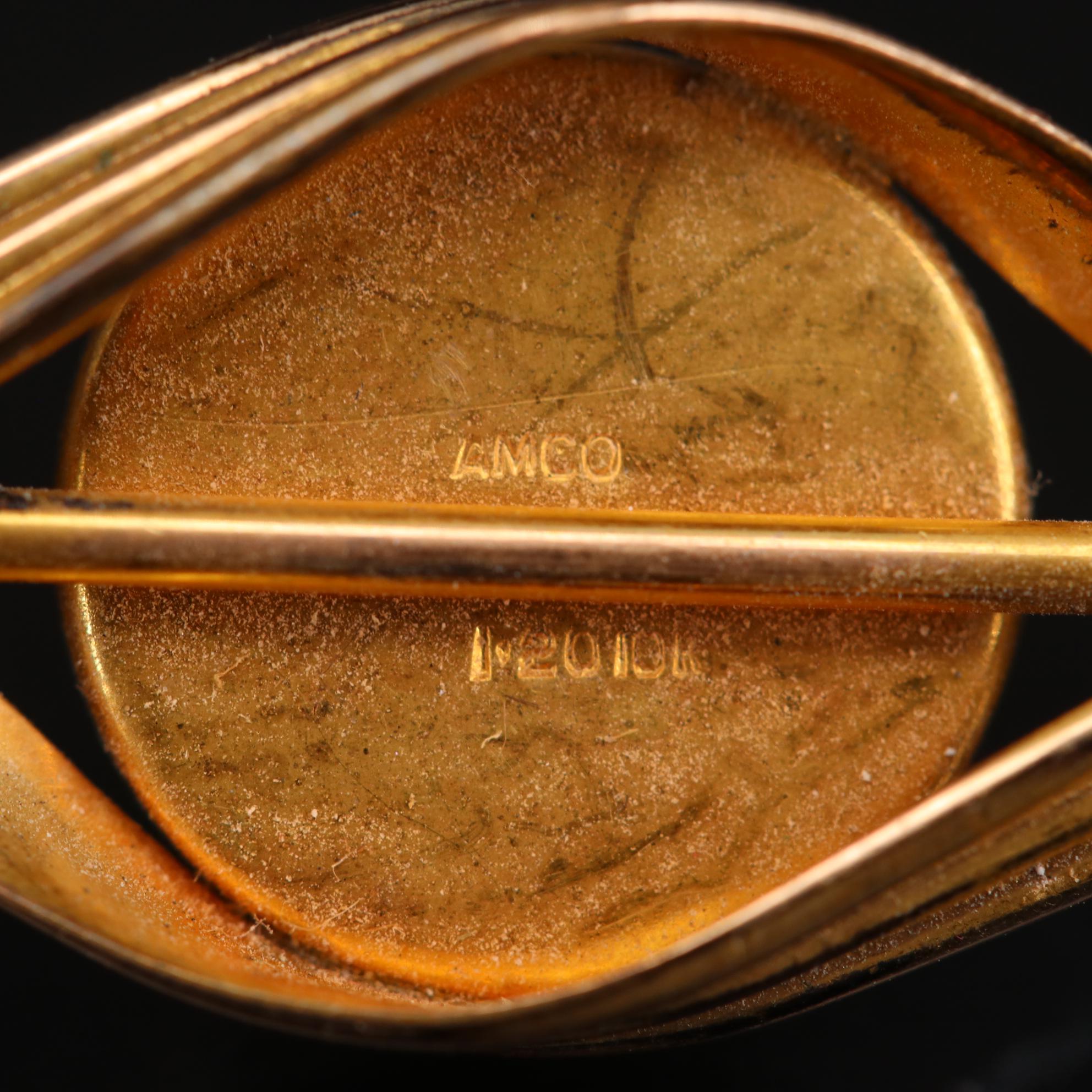 Vintage Reverse Painted Intaglio Horse Jockey Pin