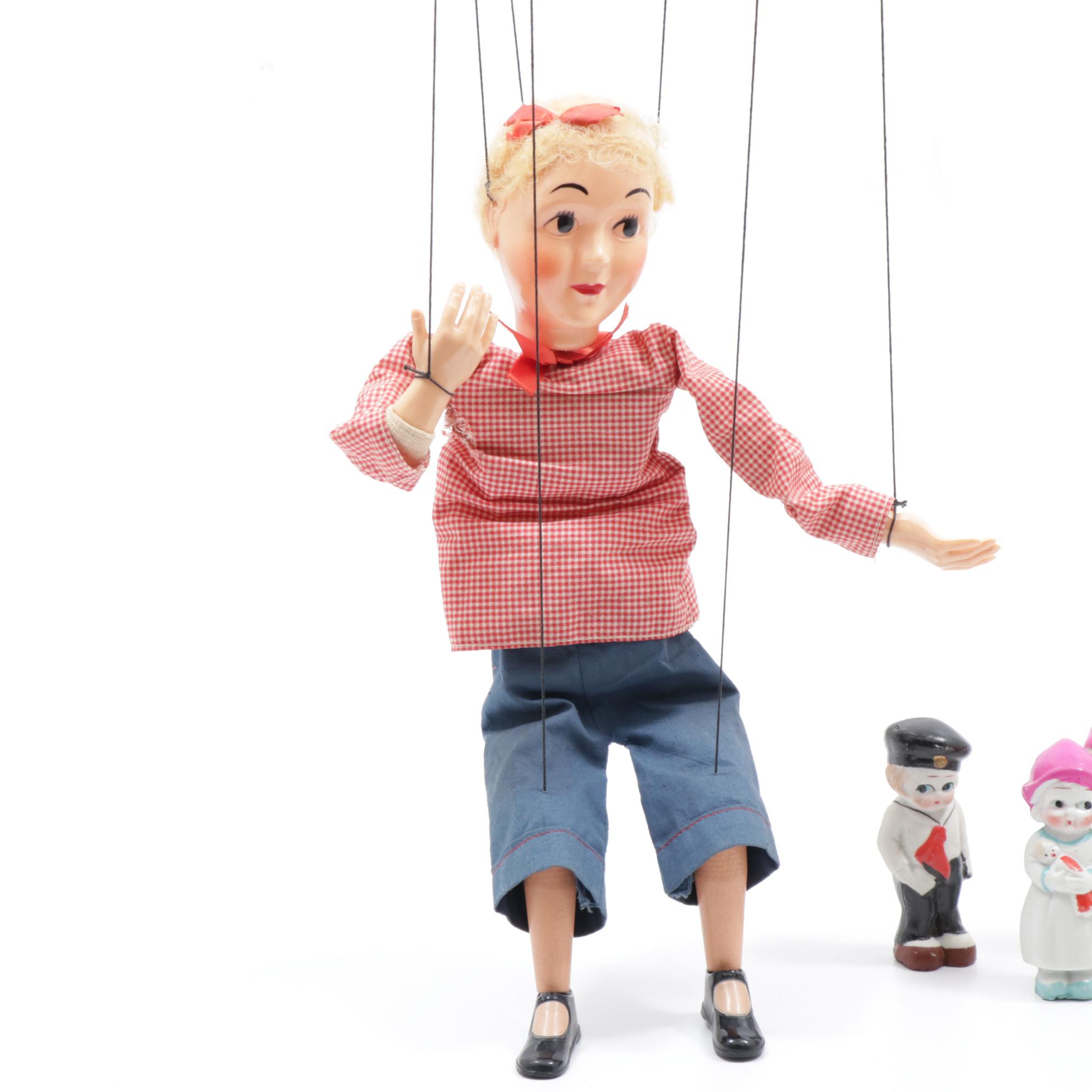 Hazelle's Marionette with Japanese Bisque Dolls, Vintage