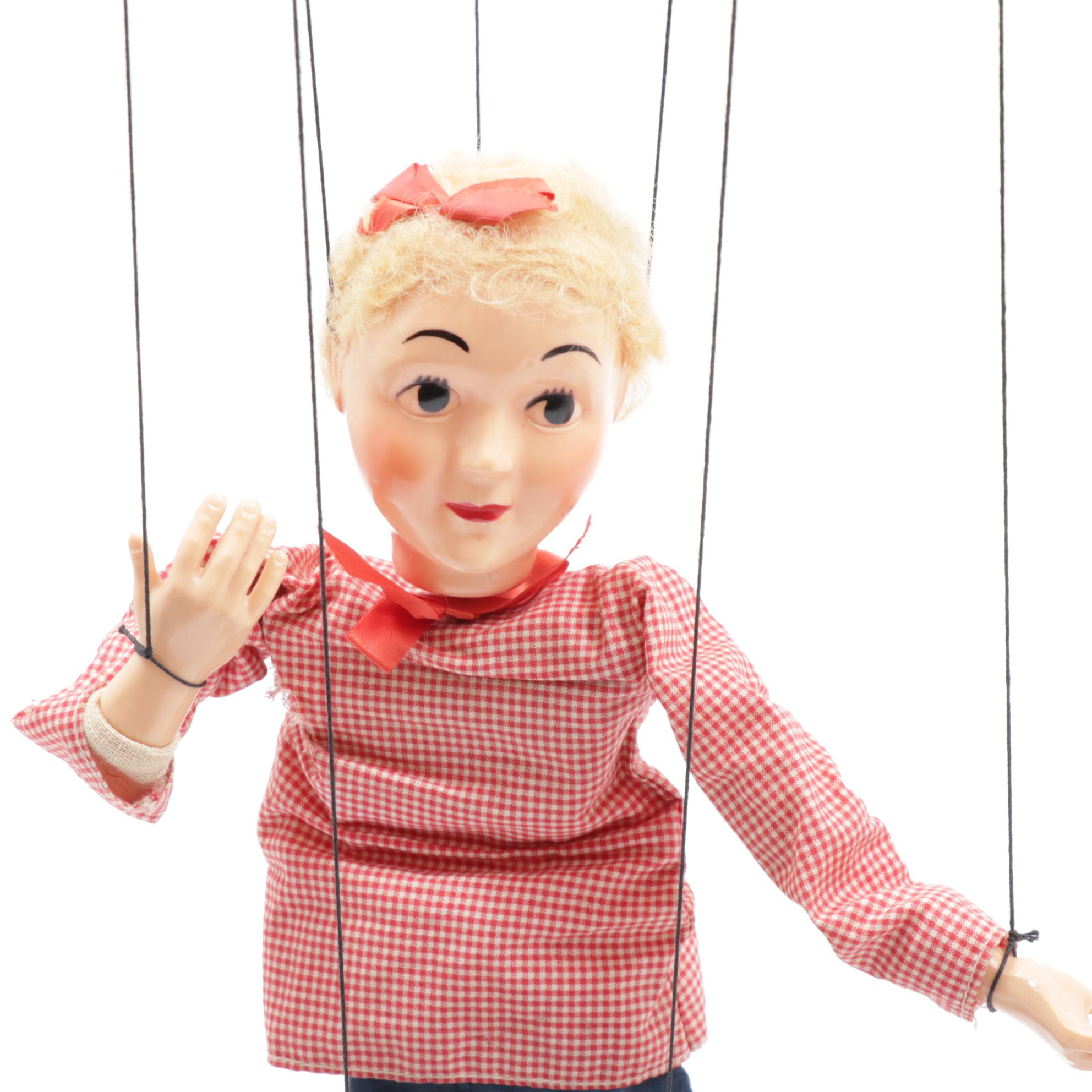 Hazelle's Marionette with Japanese Bisque Dolls, Vintage