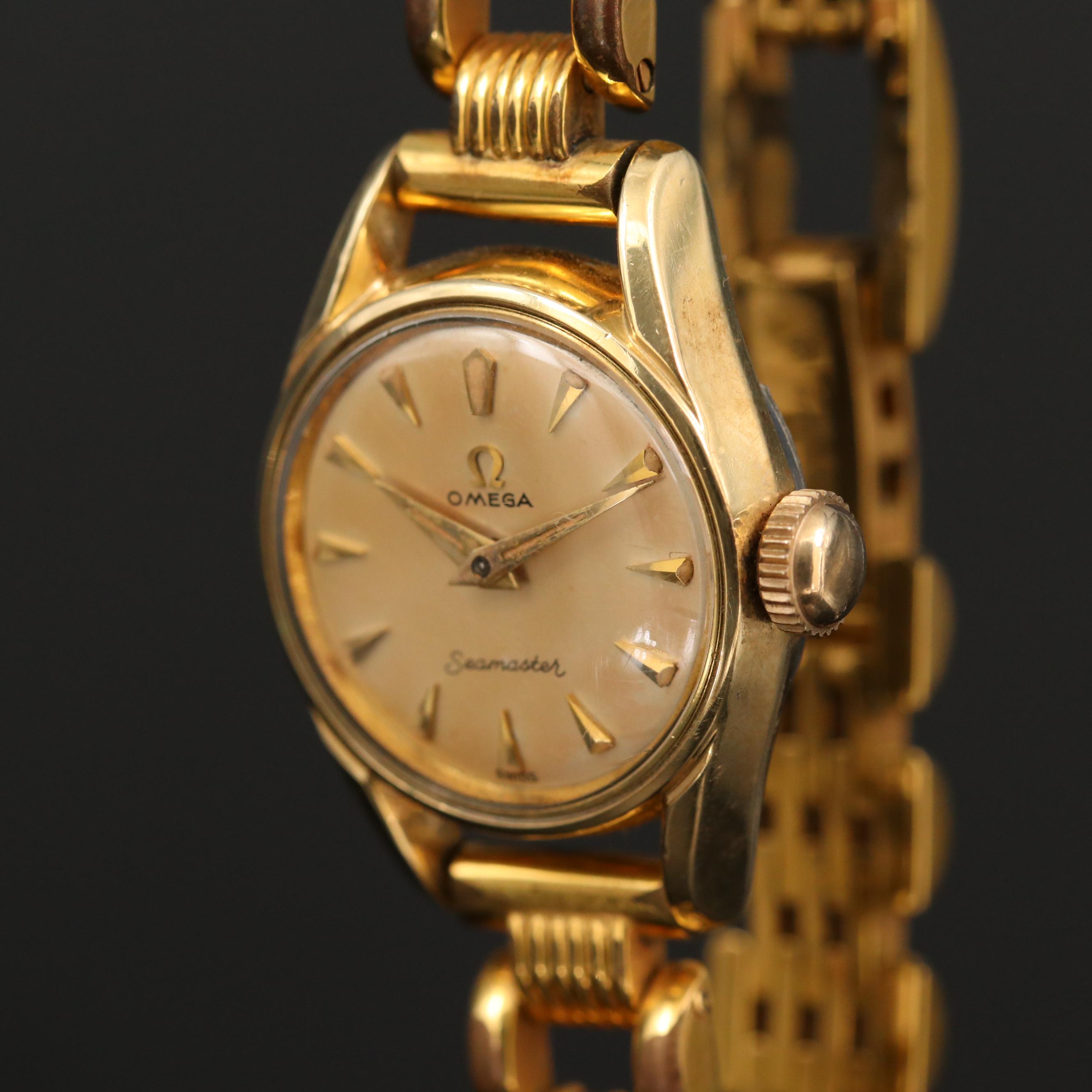 Vintage Omega Seamaster Gold Tone Stem Wind Watch, Circa 1957