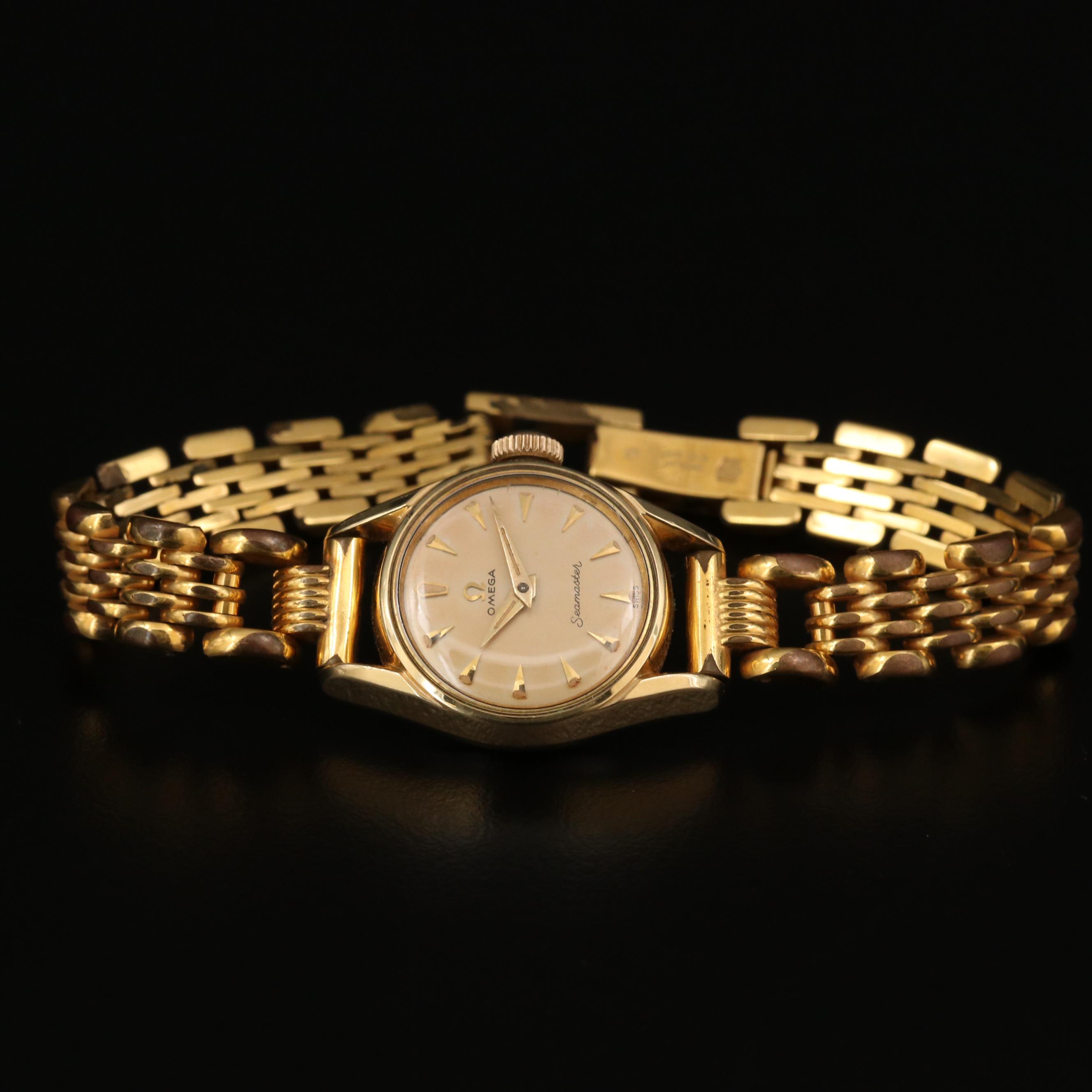 Vintage Omega Seamaster Gold Tone Stem Wind Watch, Circa 1957