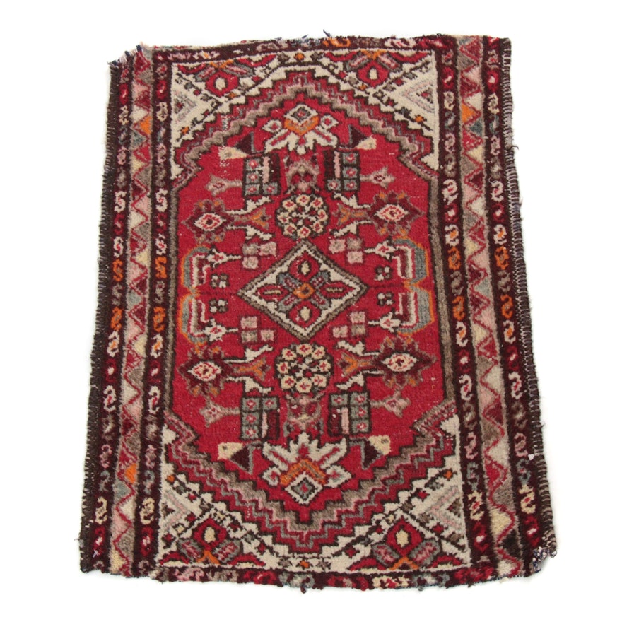 1'11 x 2'8 Hand-Knotted Persian Hamedan Rug, 1930s