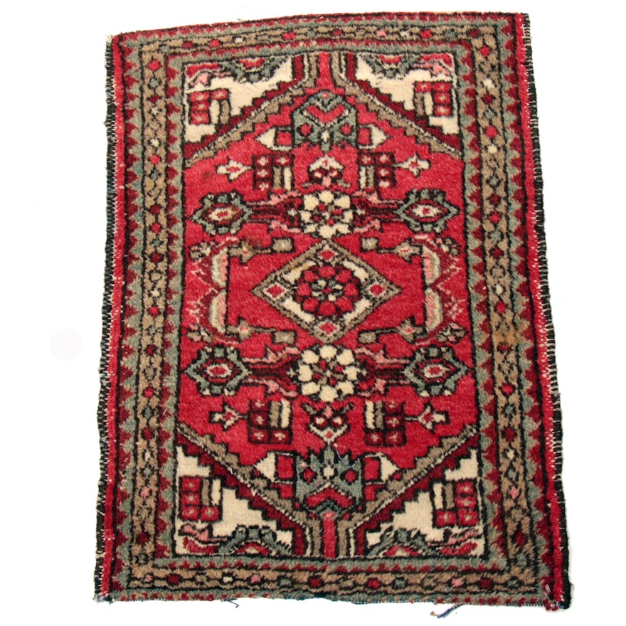 1'11 x 2'8 Hand-Knotted Persian Hamedan Rug, 1930s