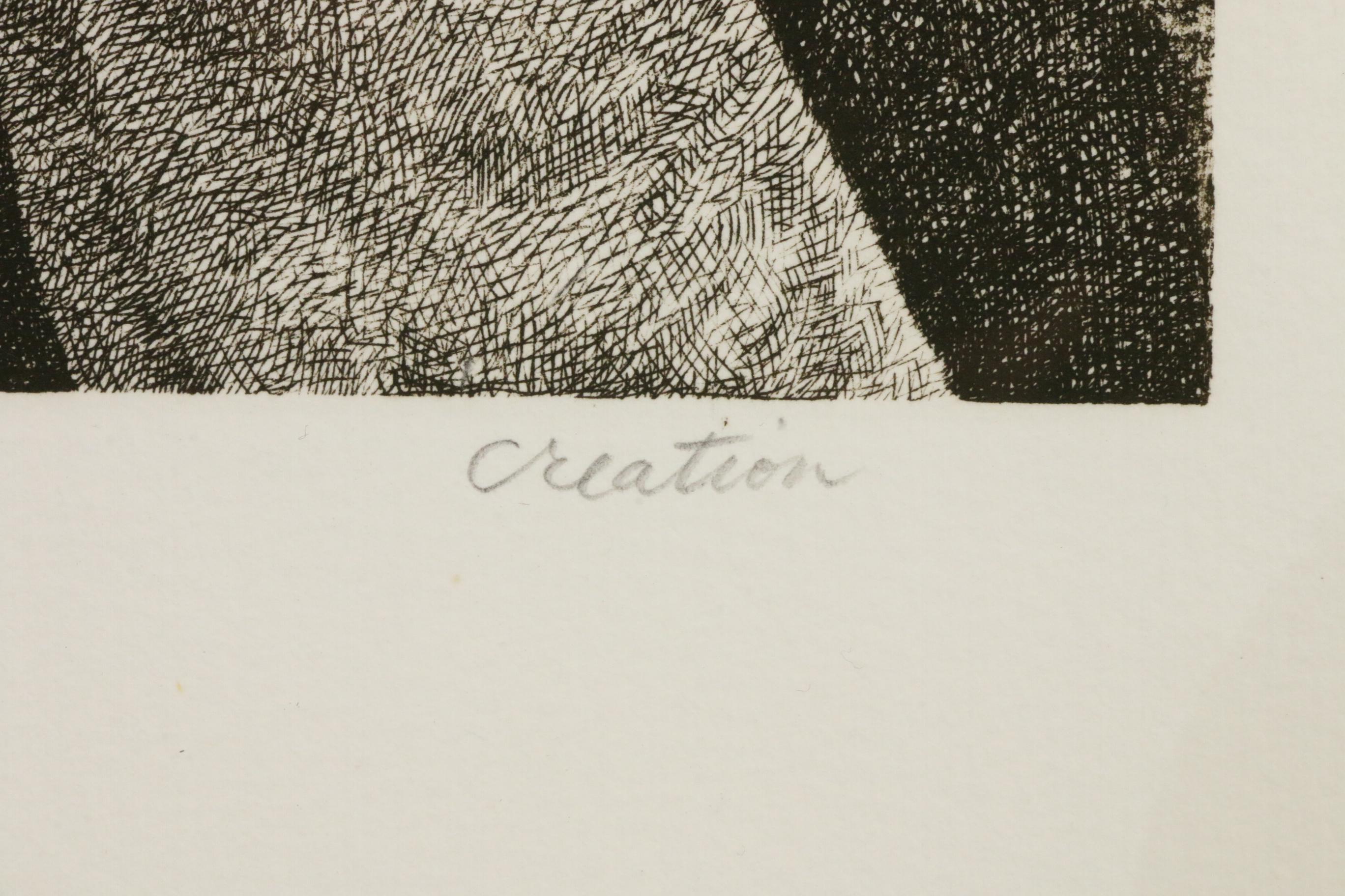 Marvin Hayes Biblical Etching "Creation," 1976