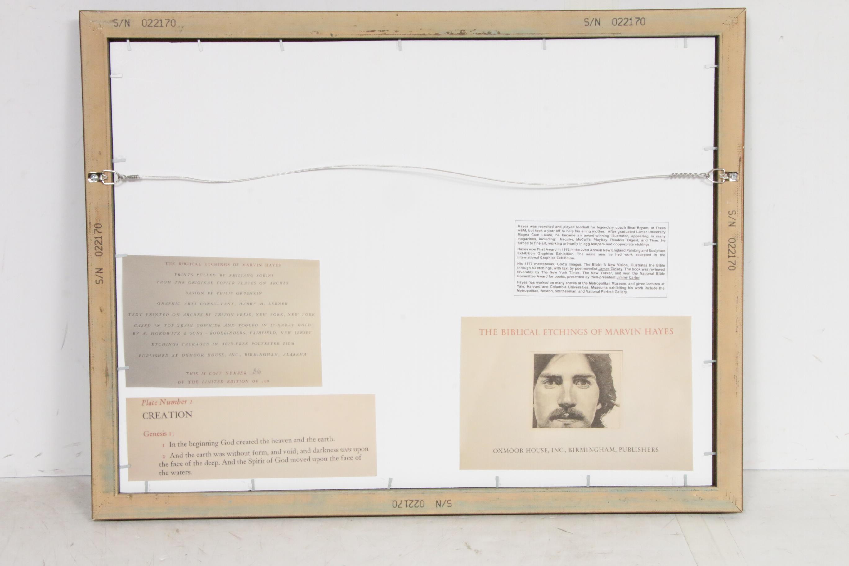 Marvin Hayes Biblical Etching "Creation," 1976