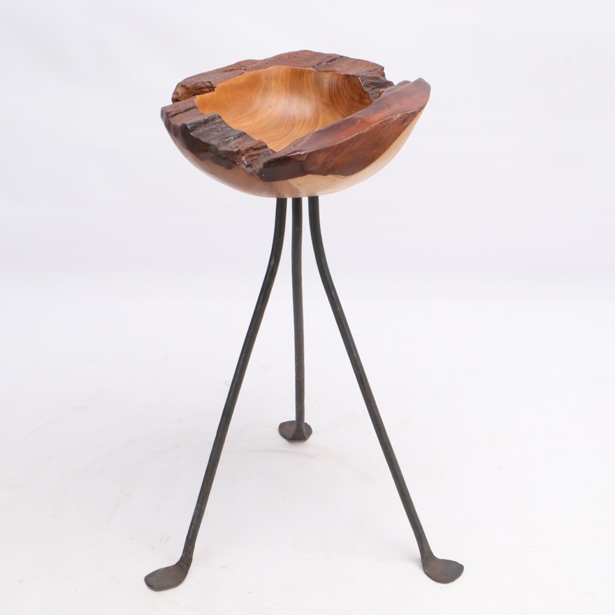 Wood Bowl with Cast Iron Legs by Karl Dye, 2014