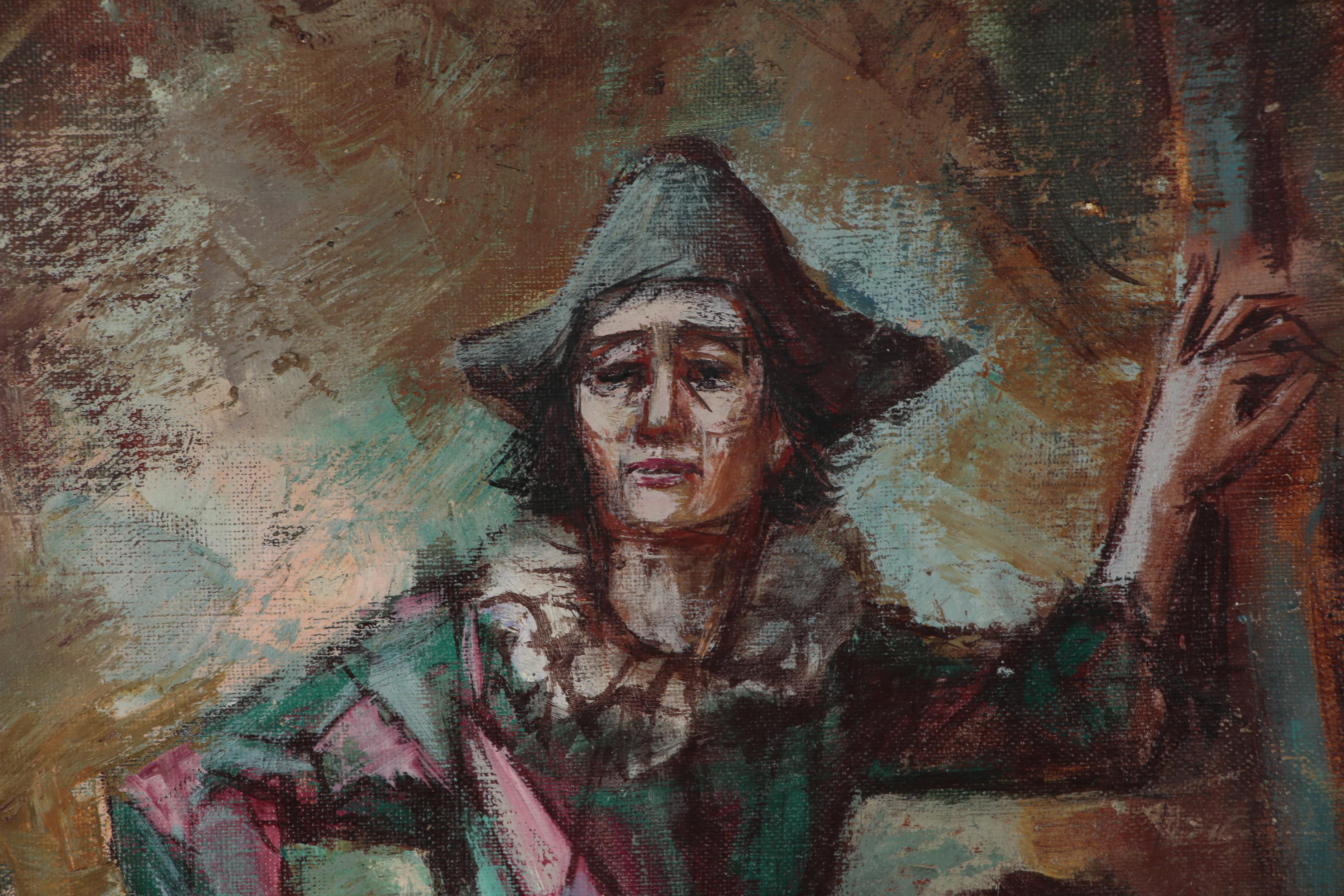 Pierre Diner Abstract Figural Oil Painting