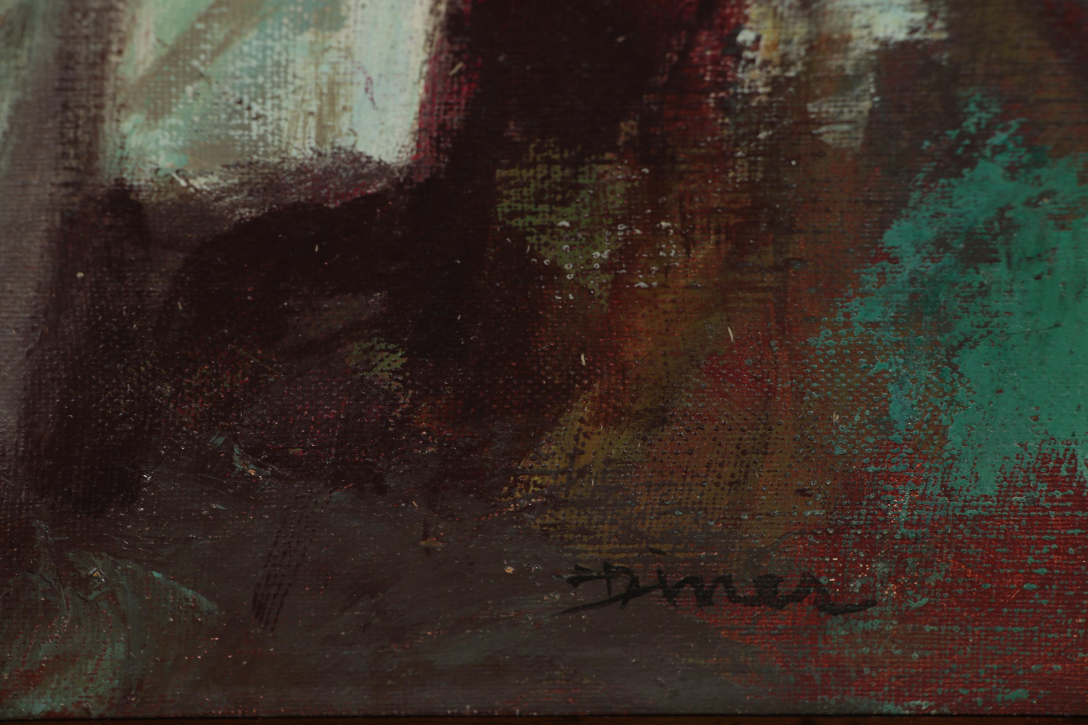 Pierre Diner Abstract Figural Oil Painting