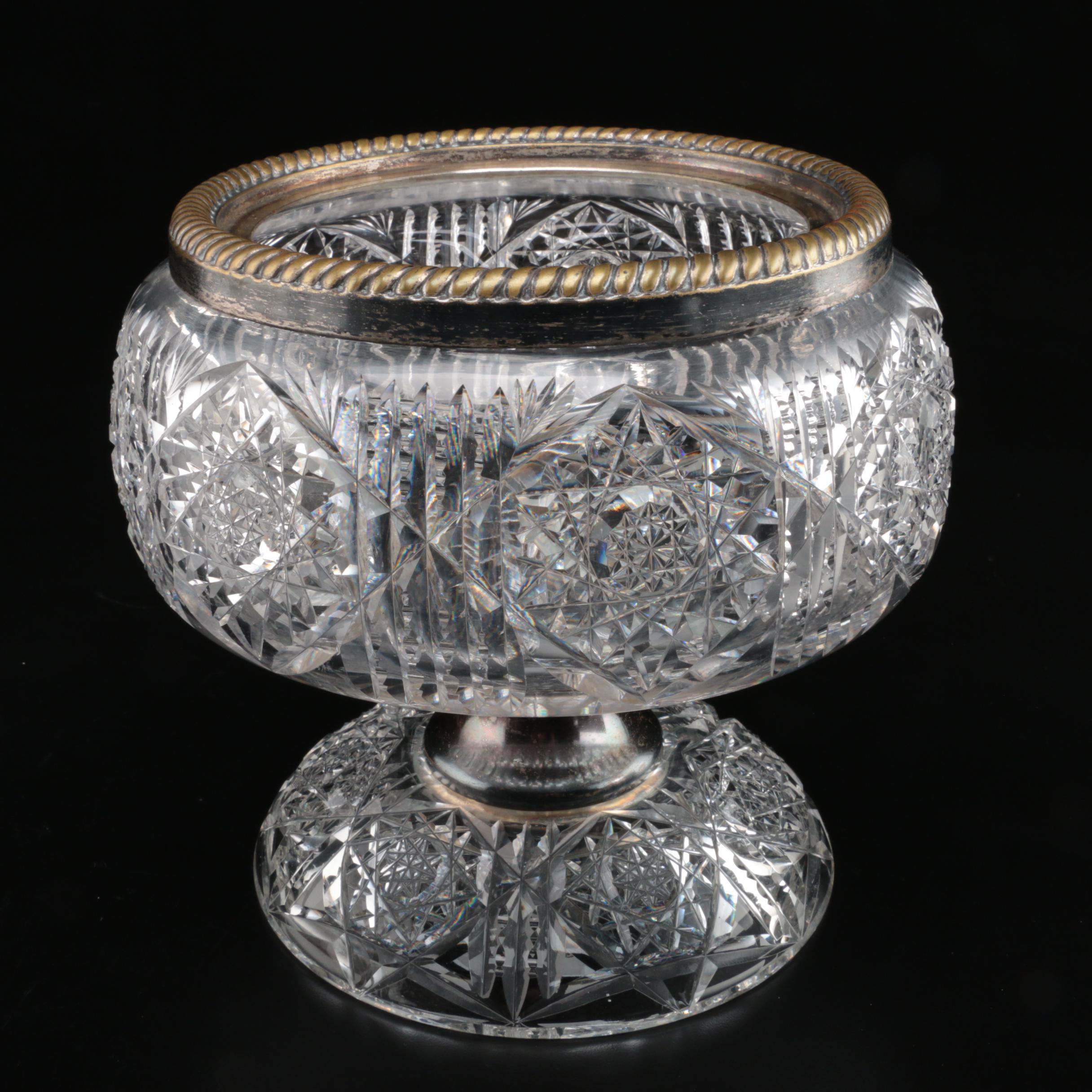 English Cut Glass Brass Oil Lamp, Late 19th/Early 20th Century