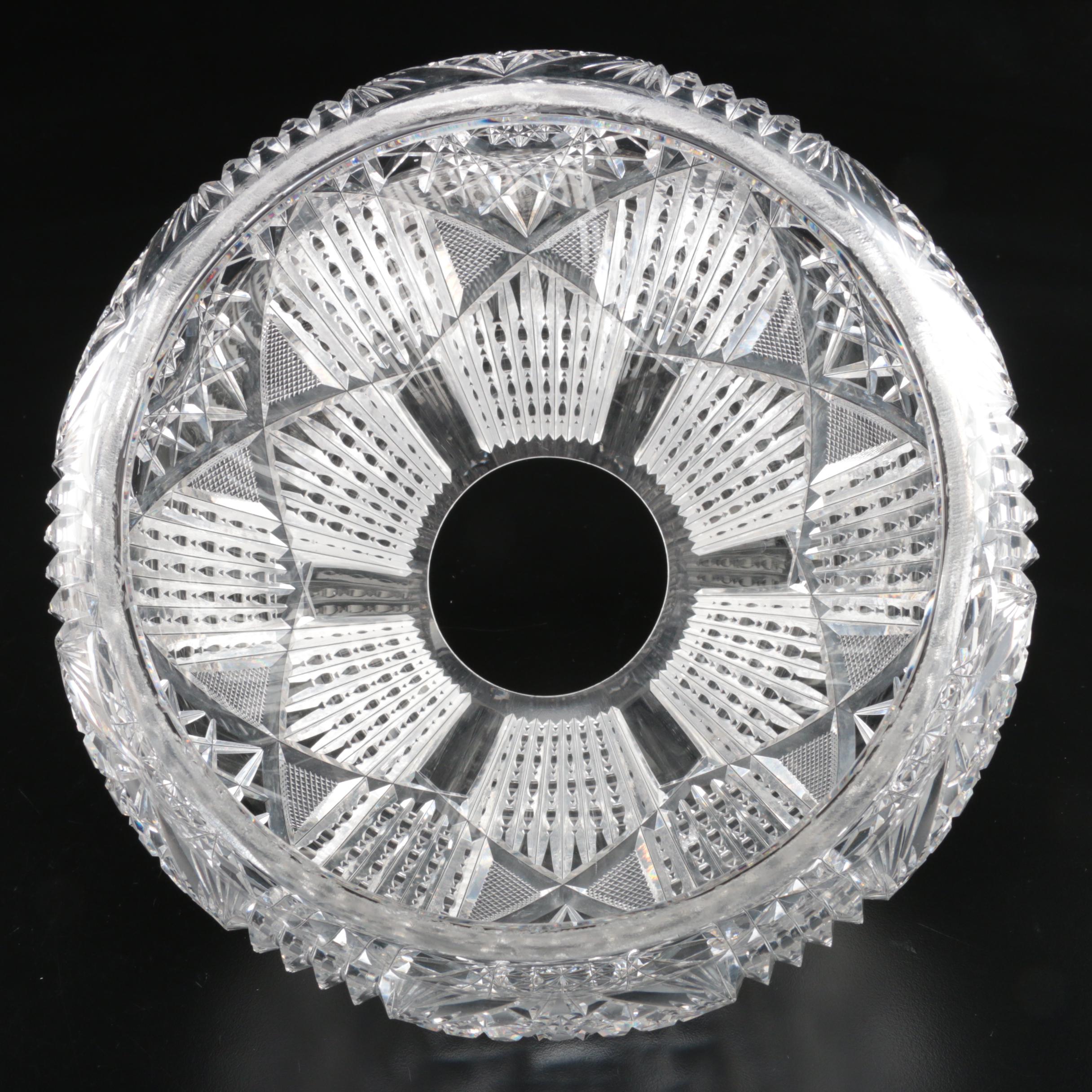 English Cut Glass Brass Oil Lamp, Late 19th/Early 20th Century