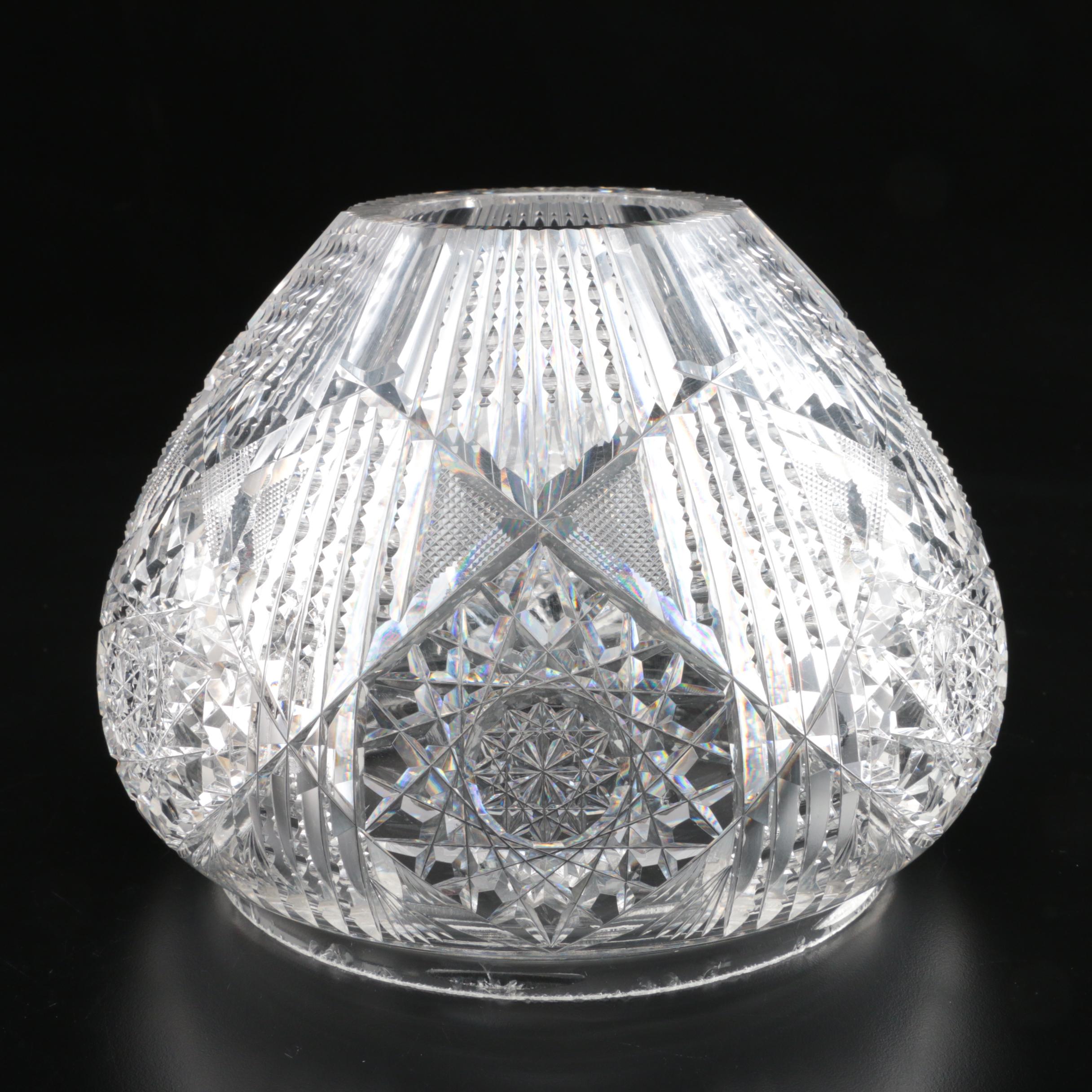 English Cut Glass Brass Oil Lamp, Late 19th/Early 20th Century