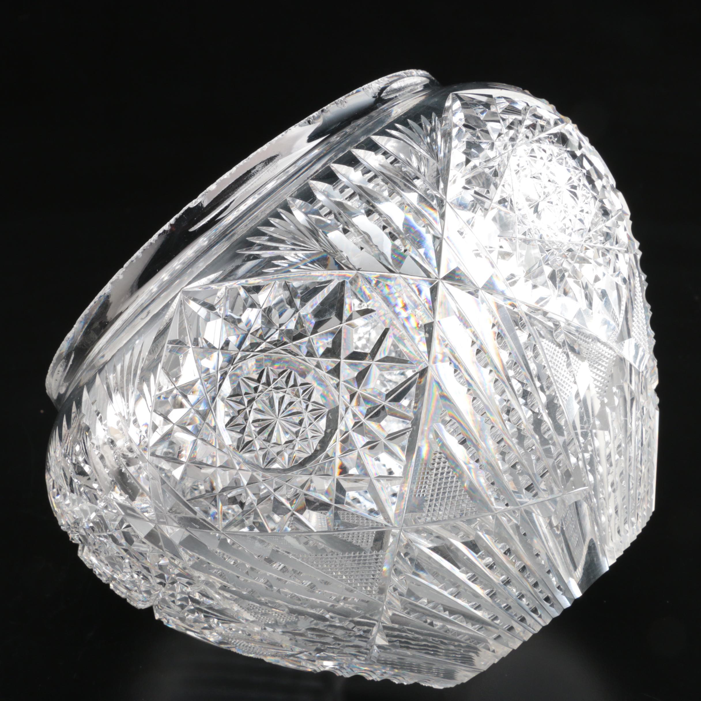 English Cut Glass Brass Oil Lamp, Late 19th/Early 20th Century