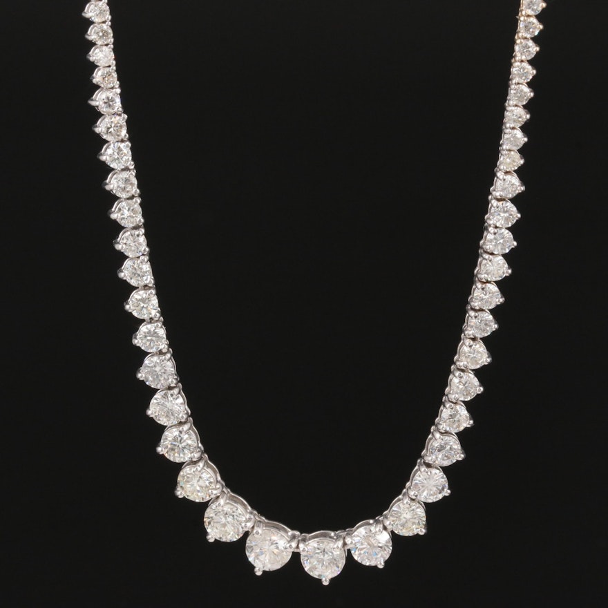 18K White Gold 9.07 CTW Diamond Riviera Necklace