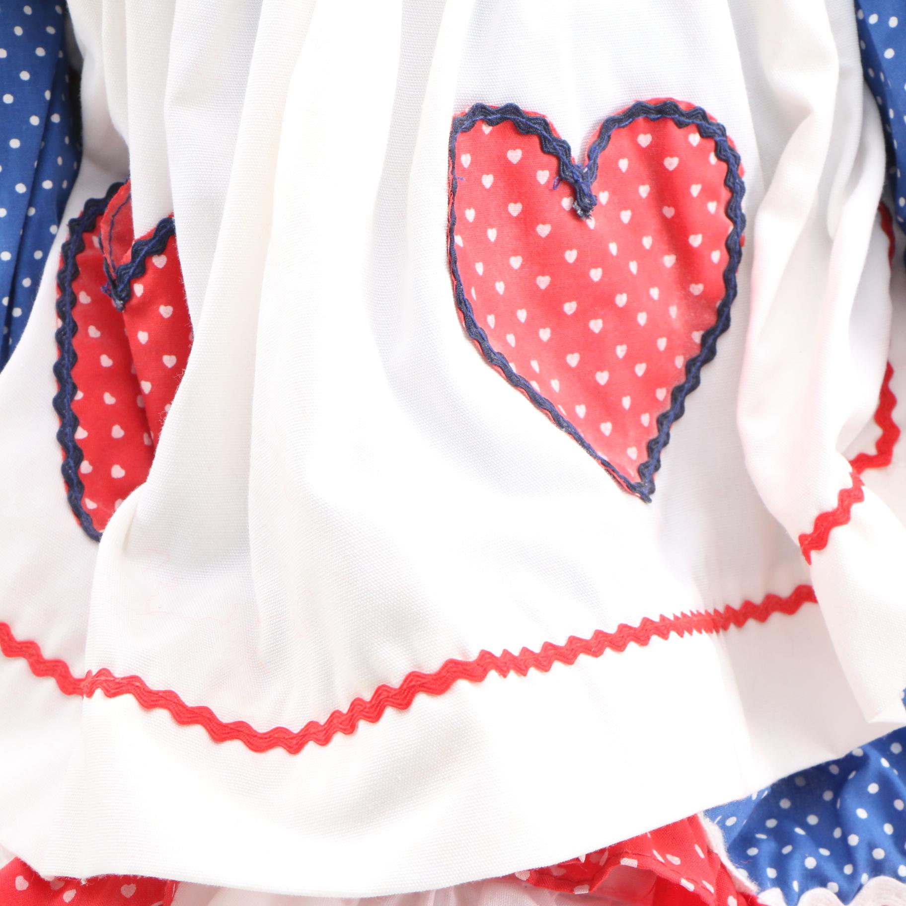 Kelly Ru Bert Porcelain Doll with Raggedy Ann Doll Late 20th Century