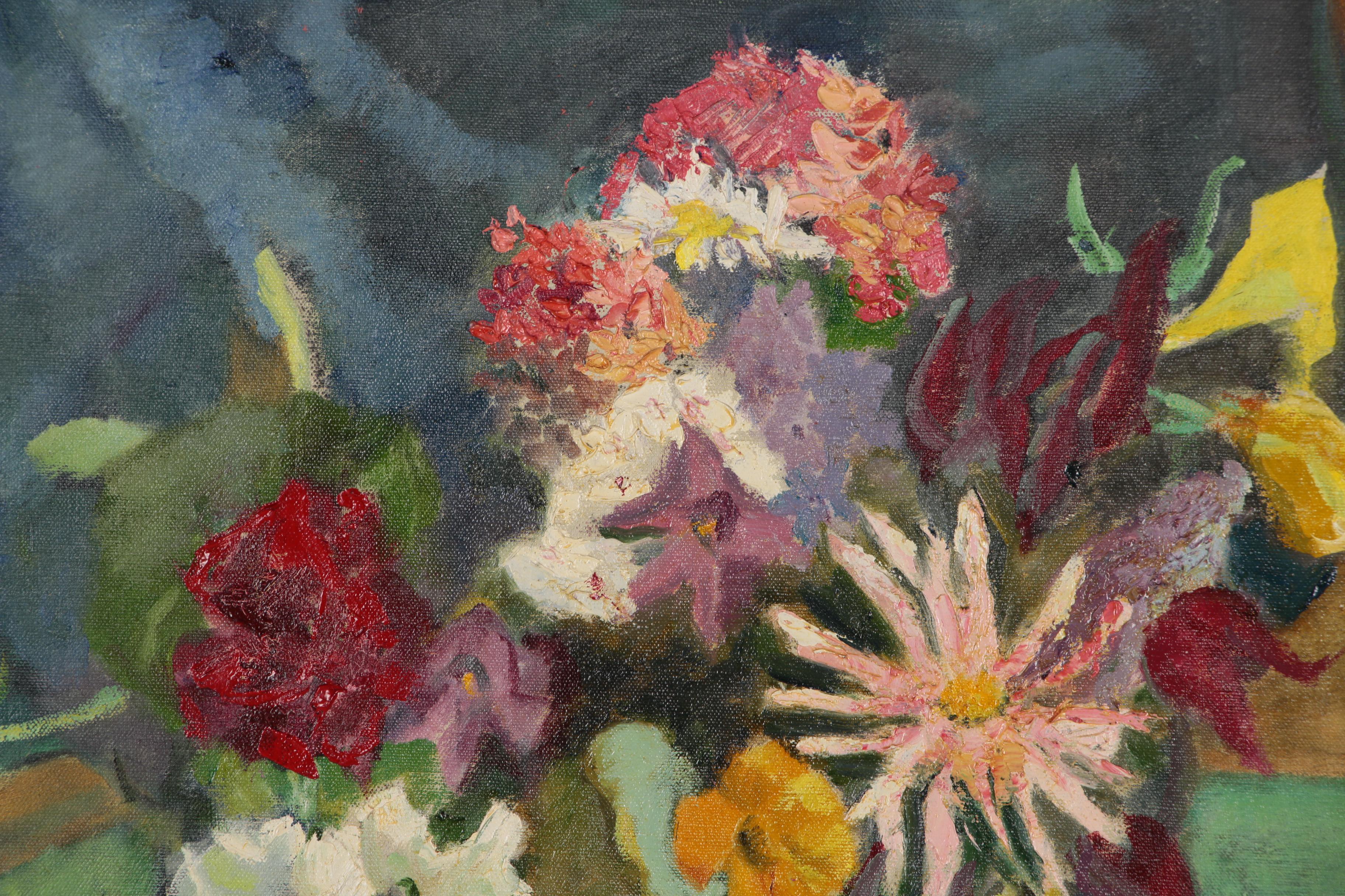 Stella Coler Oil Painting "From an English Garden", 1971