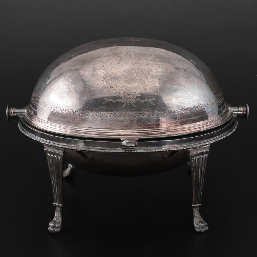 Victorian Silver Plate Dome Top Breakfast Server, 19th Century