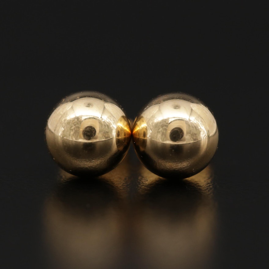 18K Yellow Gold Sphere Stud Earrings
