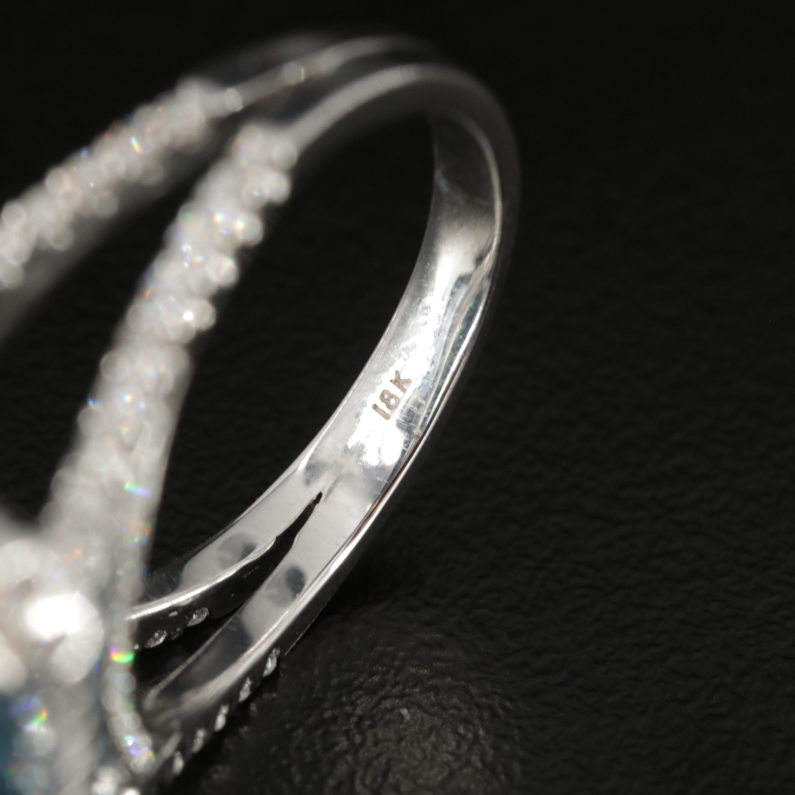 18K White Gold 17.70 CT Blue Topaz and Diamond Ring