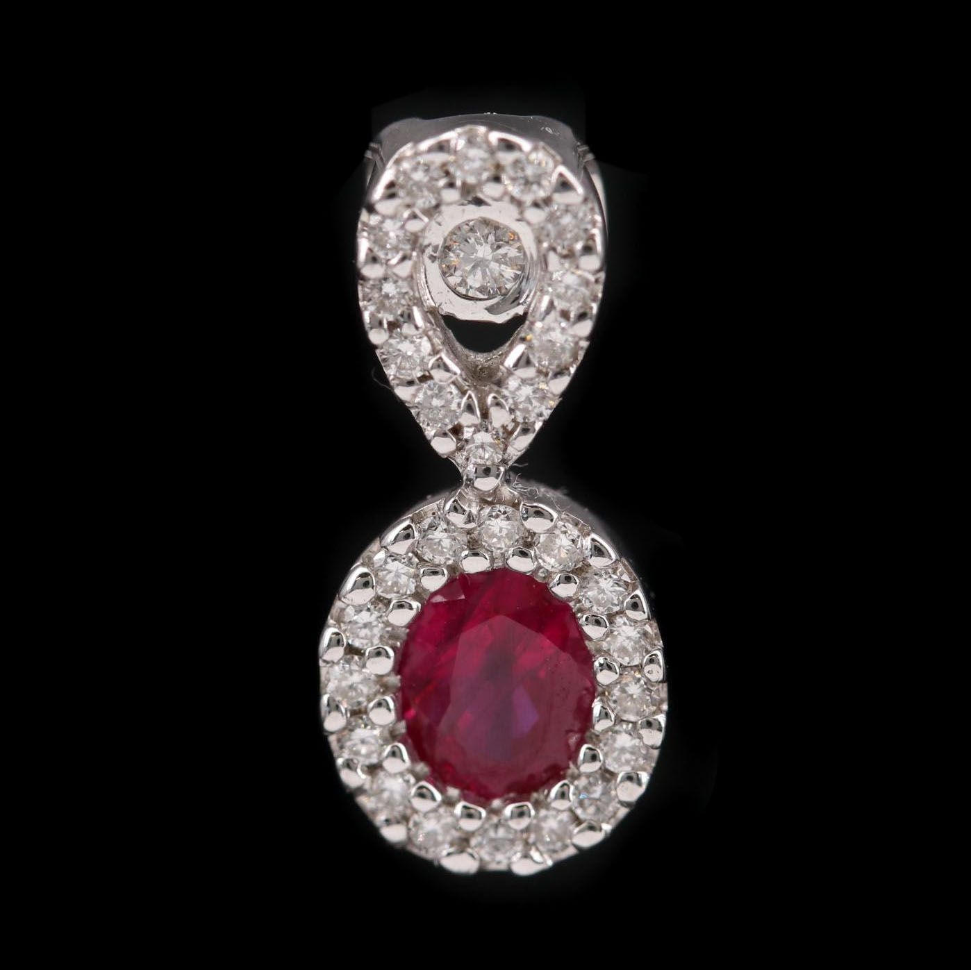 18K White Gold Ruby and Diamond Slide Pendant
