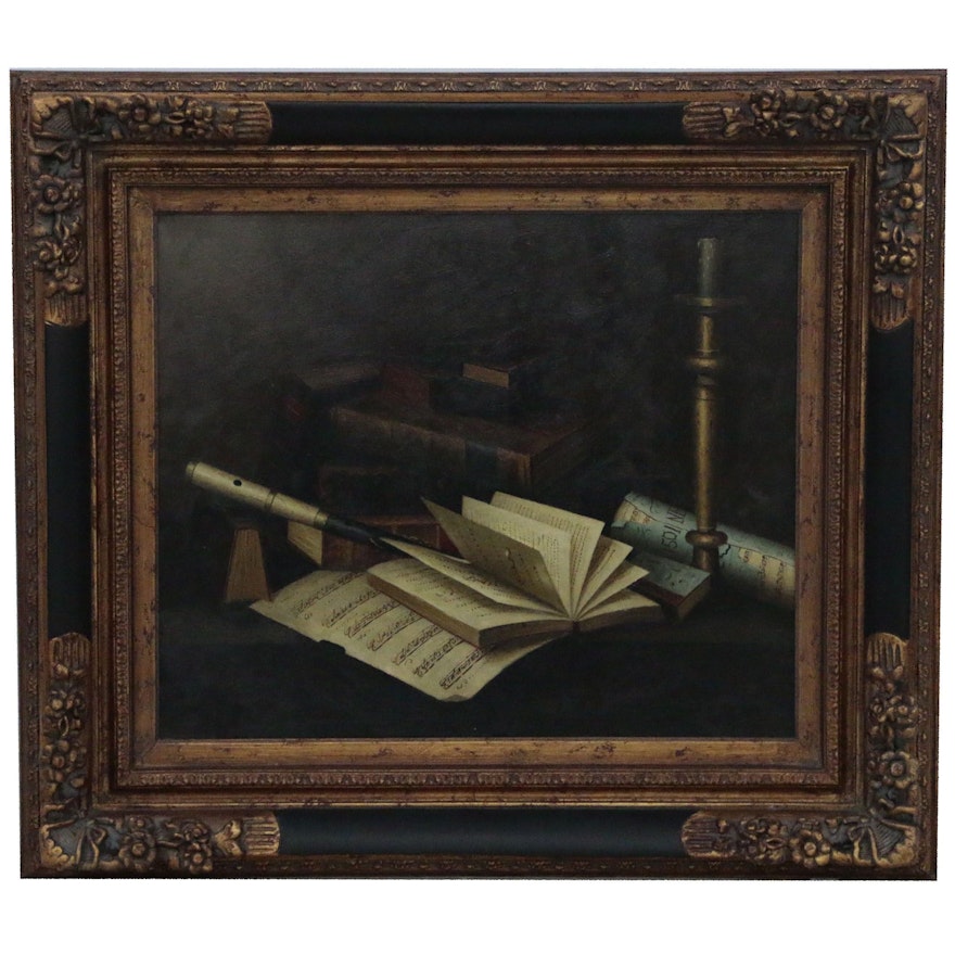 Oil Painting after William Michael Harnett "Music and Literature"