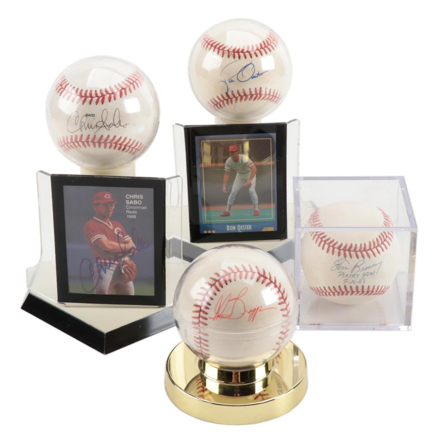 Sabo, Oester, Braggs and Browning Signed Baseballs   COA