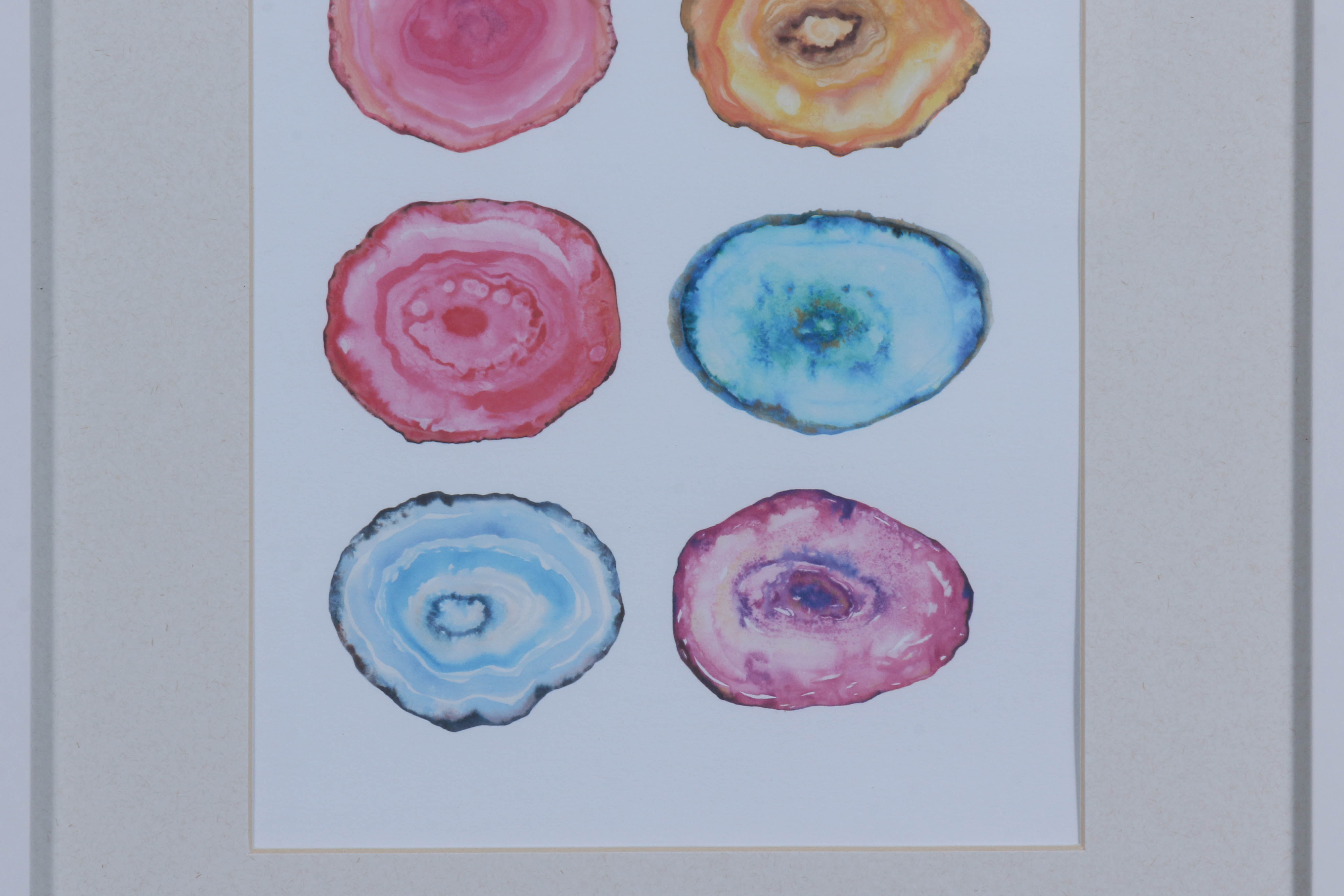 Modern Ceramic Table Lamp and Giclée Prints of Sliced Agates