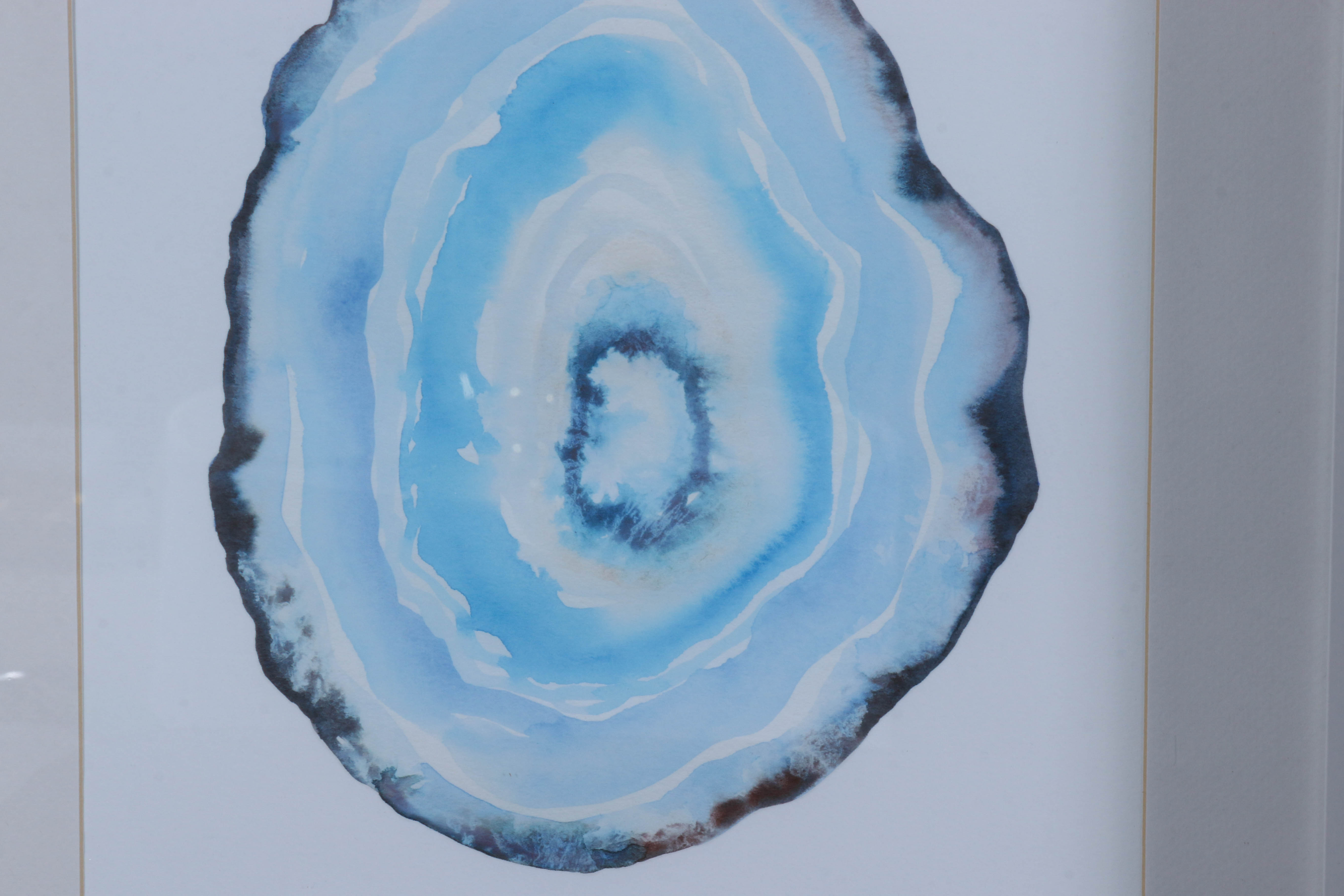 Modern Ceramic Table Lamp and Giclée Prints of Sliced Agates