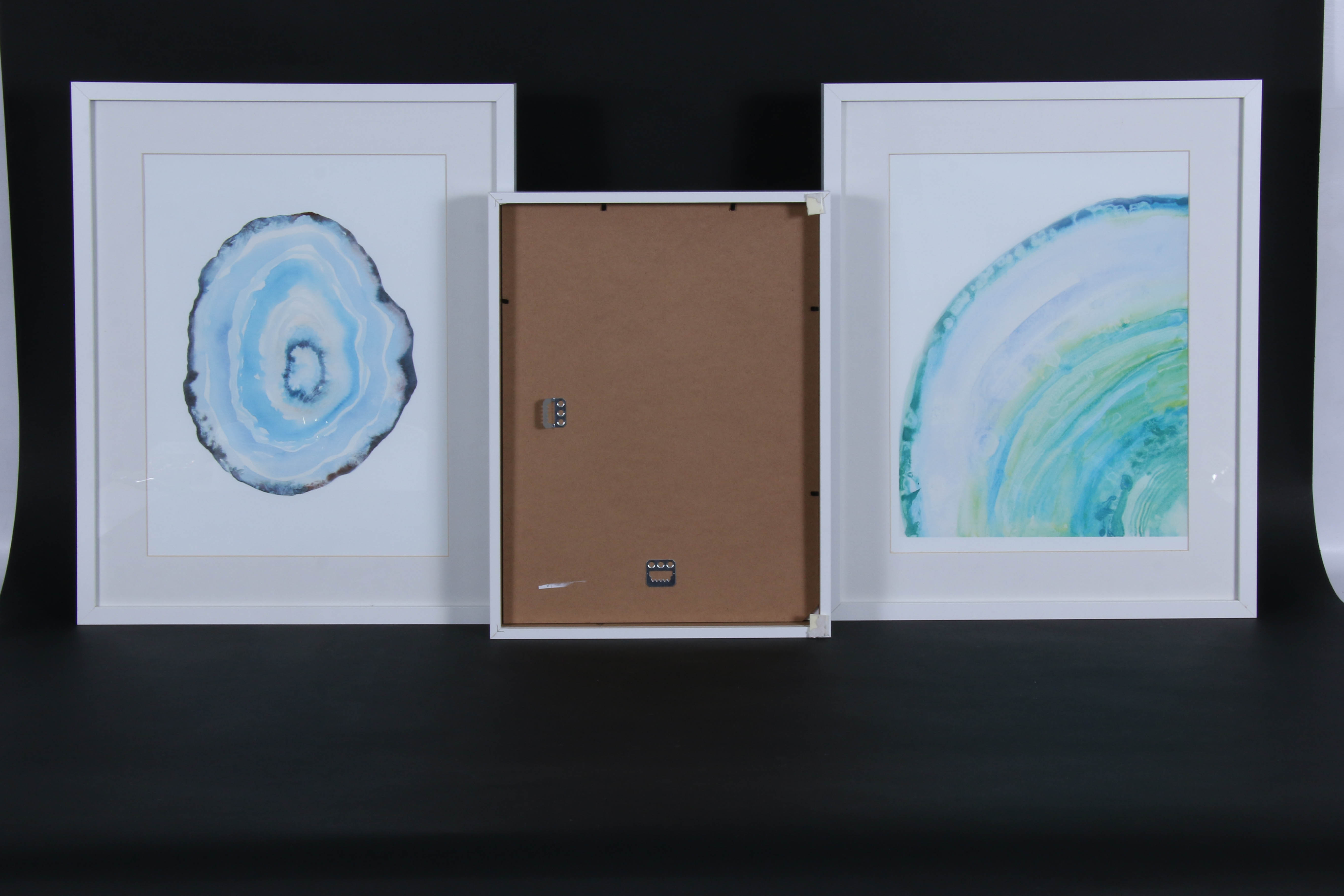 Modern Ceramic Table Lamp and Giclée Prints of Sliced Agates