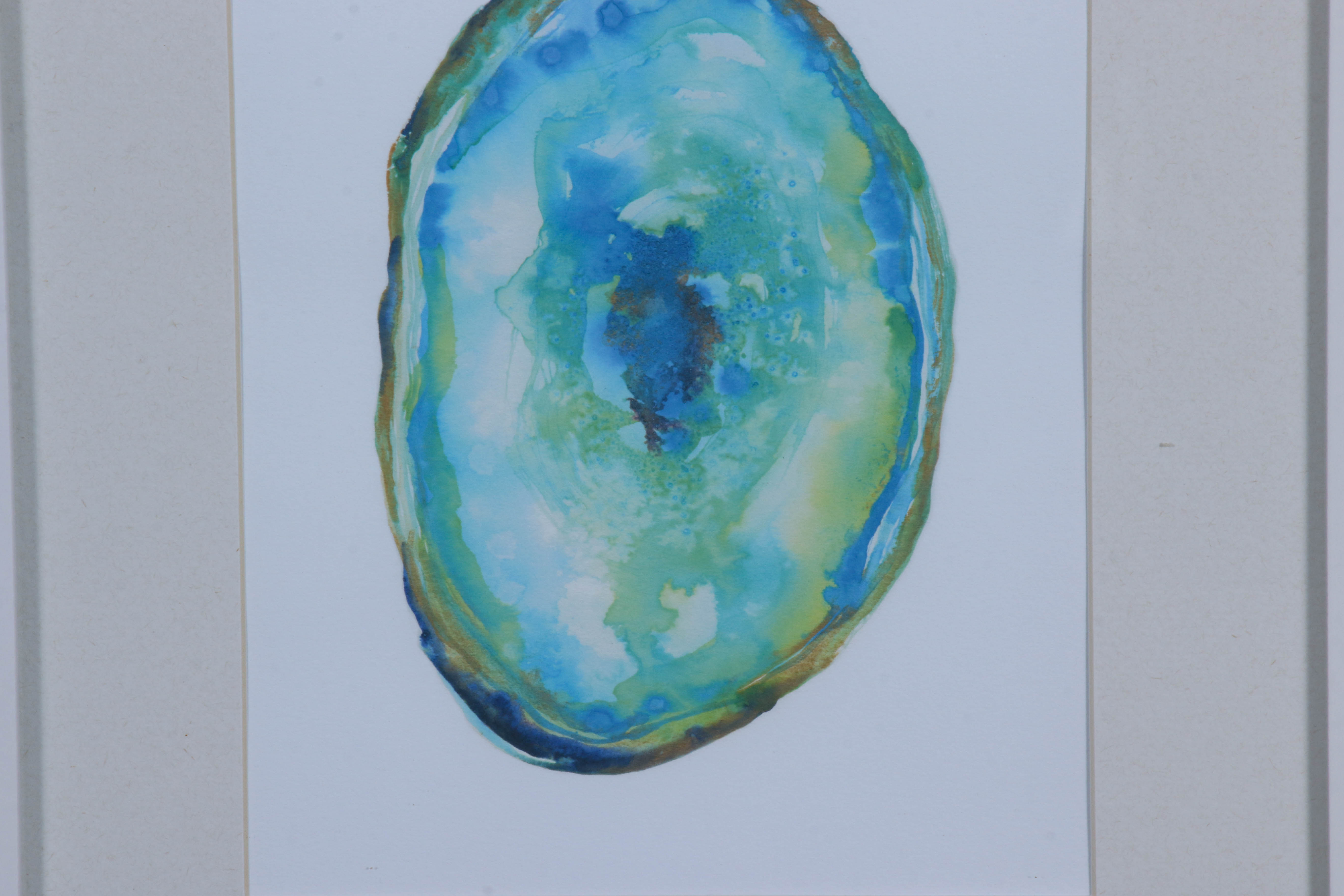 Modern Ceramic Table Lamp and Giclée Prints of Sliced Agates