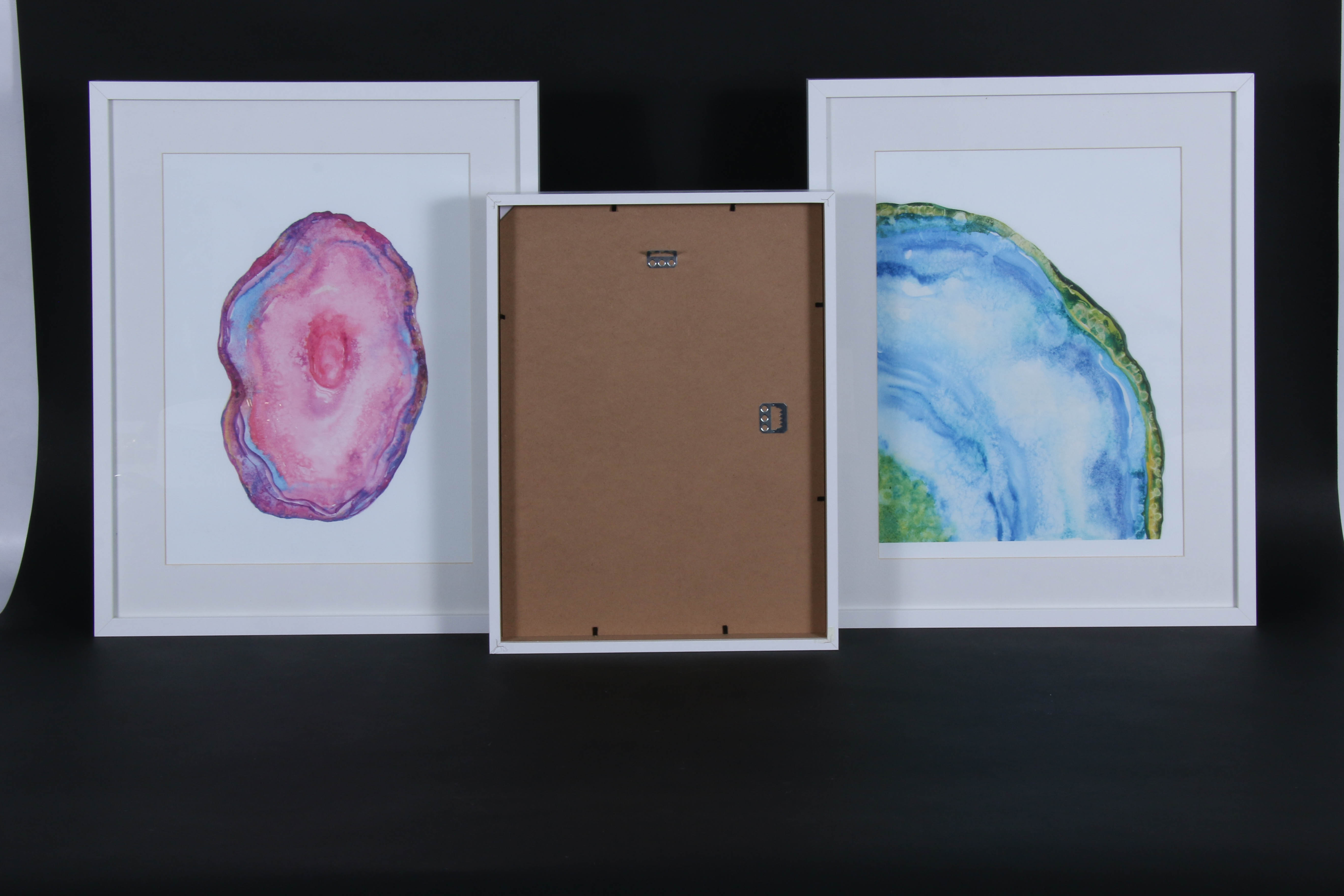 Modern Ceramic Table Lamp and Giclée Prints of Sliced Agates