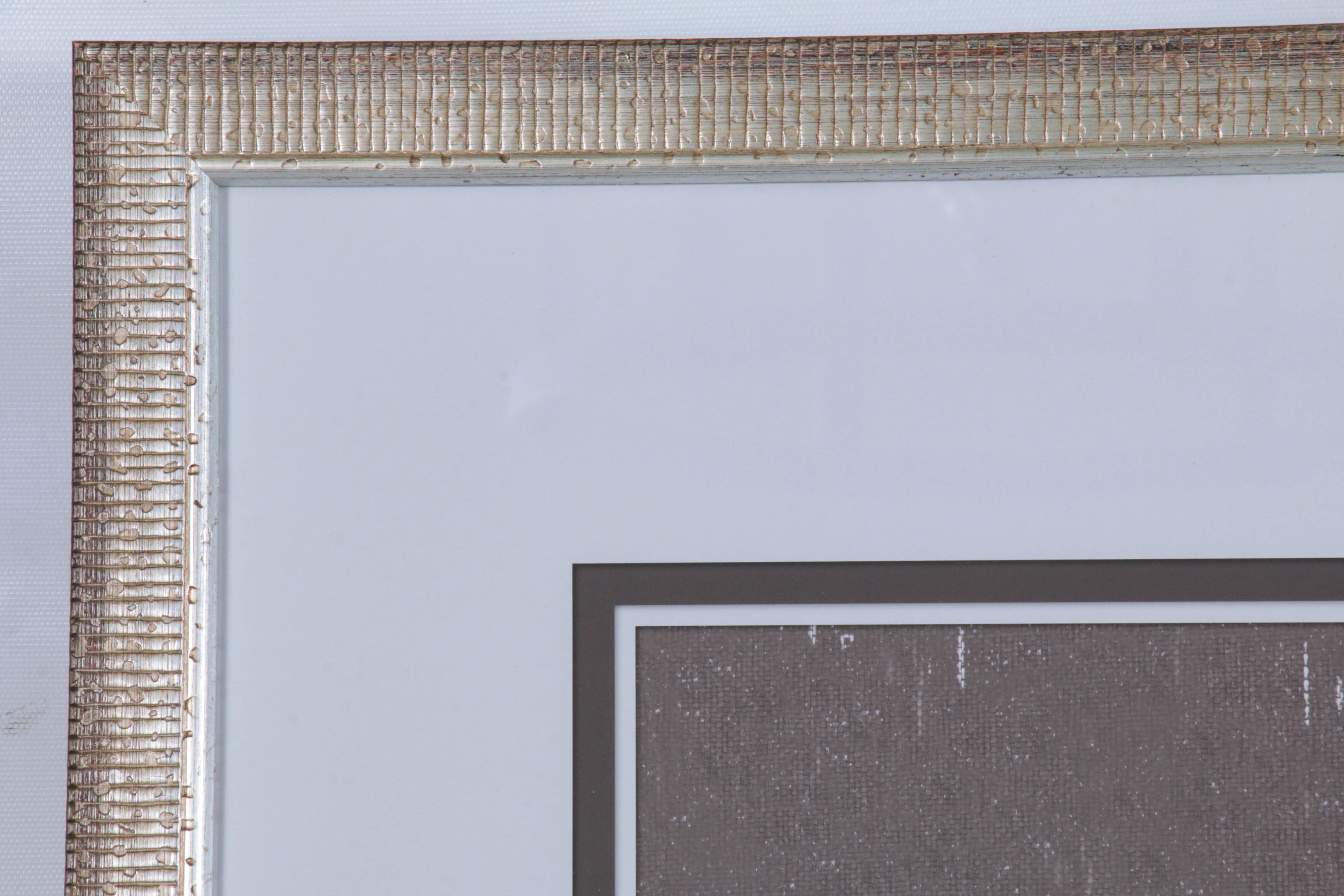 Resin Side Table with Mirrored Surface and Giclée Prints of Stylized Foliage