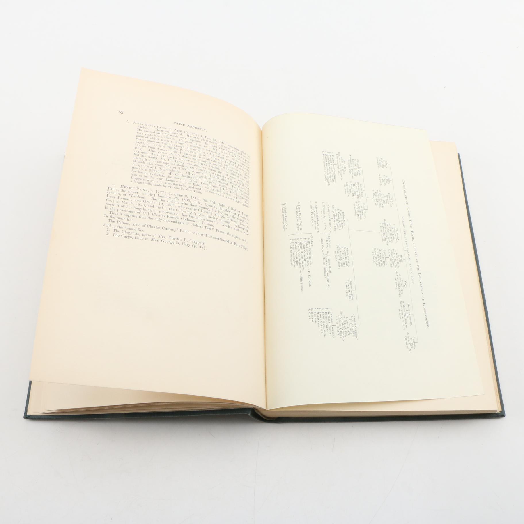 1912 "Paine Ancestry: The Family of Robert Treat Paine" Compiled by Sarah Paine