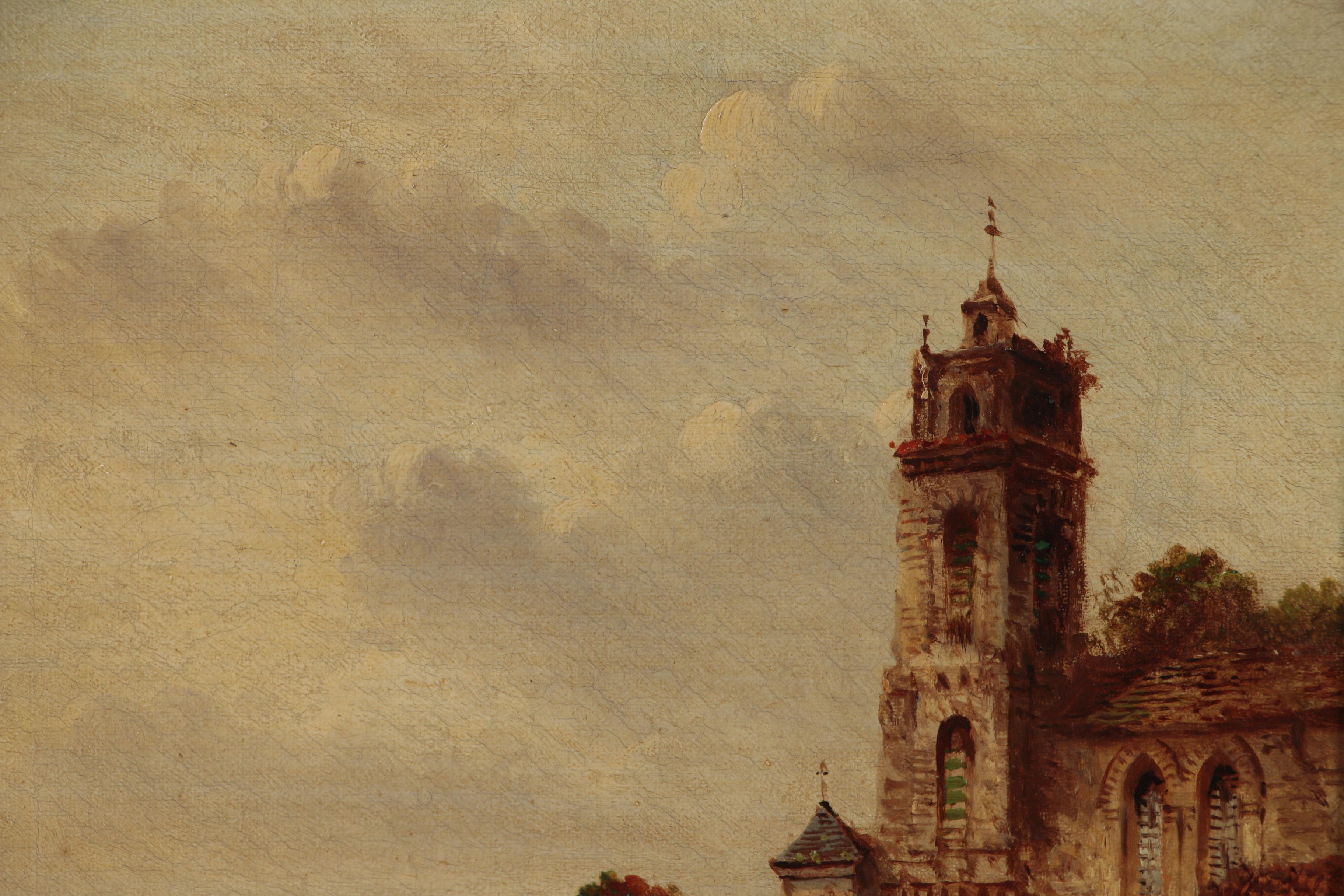 Franz Auguste Rezia Oil Painting of Northern Italian Village, 1906