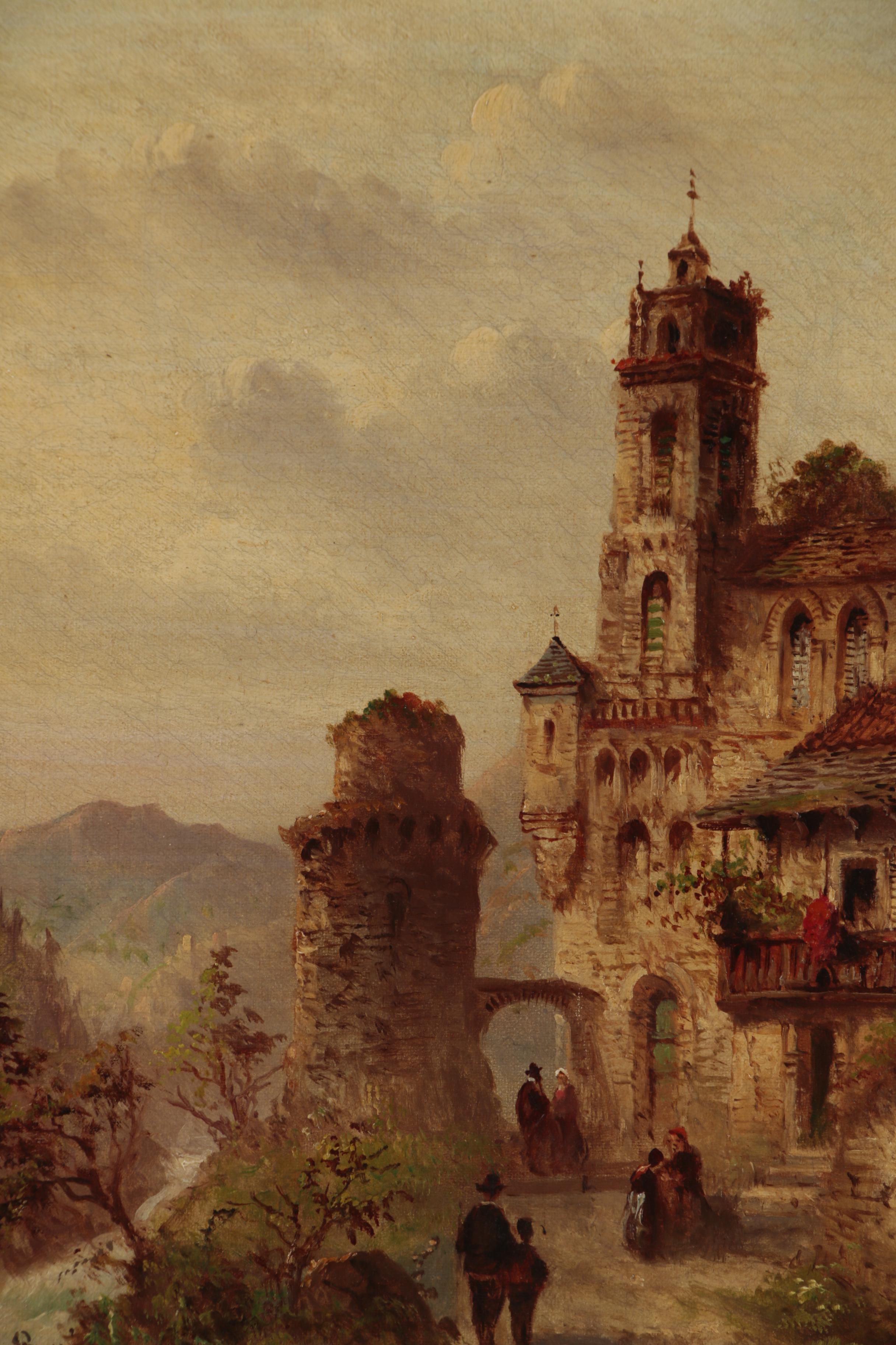 Franz Auguste Rezia Oil Painting of Northern Italian Village, 1906