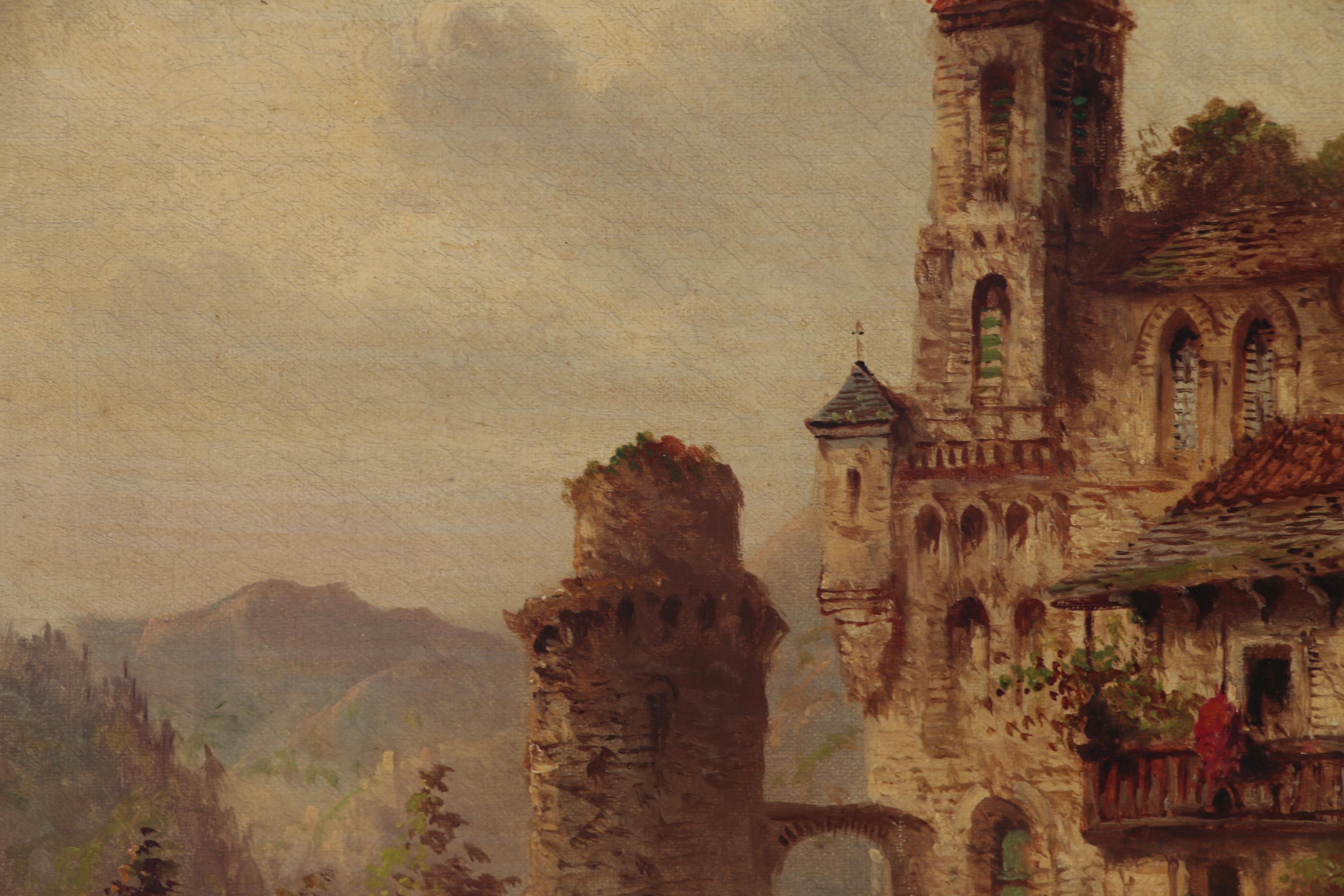 Franz Auguste Rezia Oil Painting of Northern Italian Village, 1906