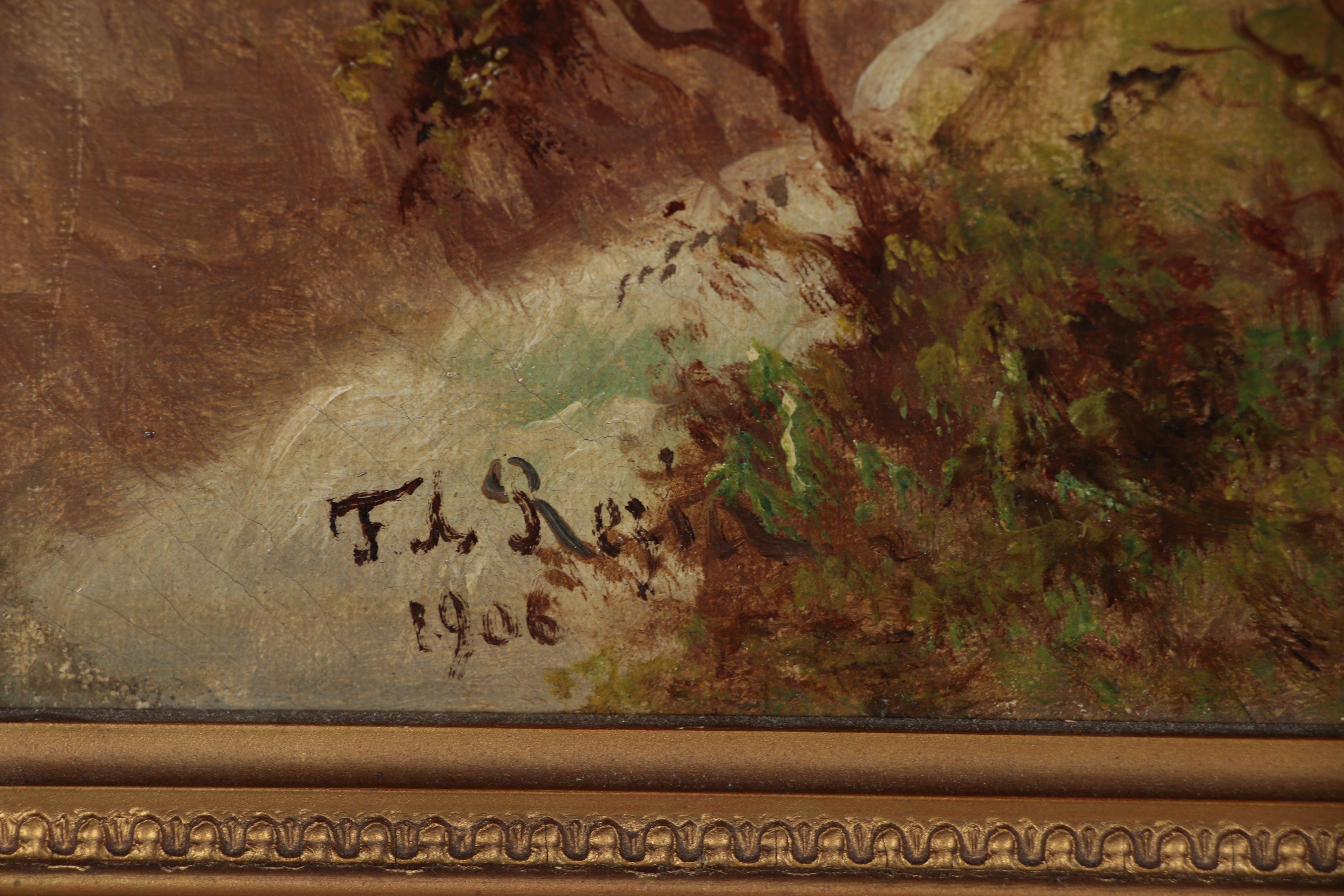 Franz Auguste Rezia Oil Painting of Northern Italian Village, 1906