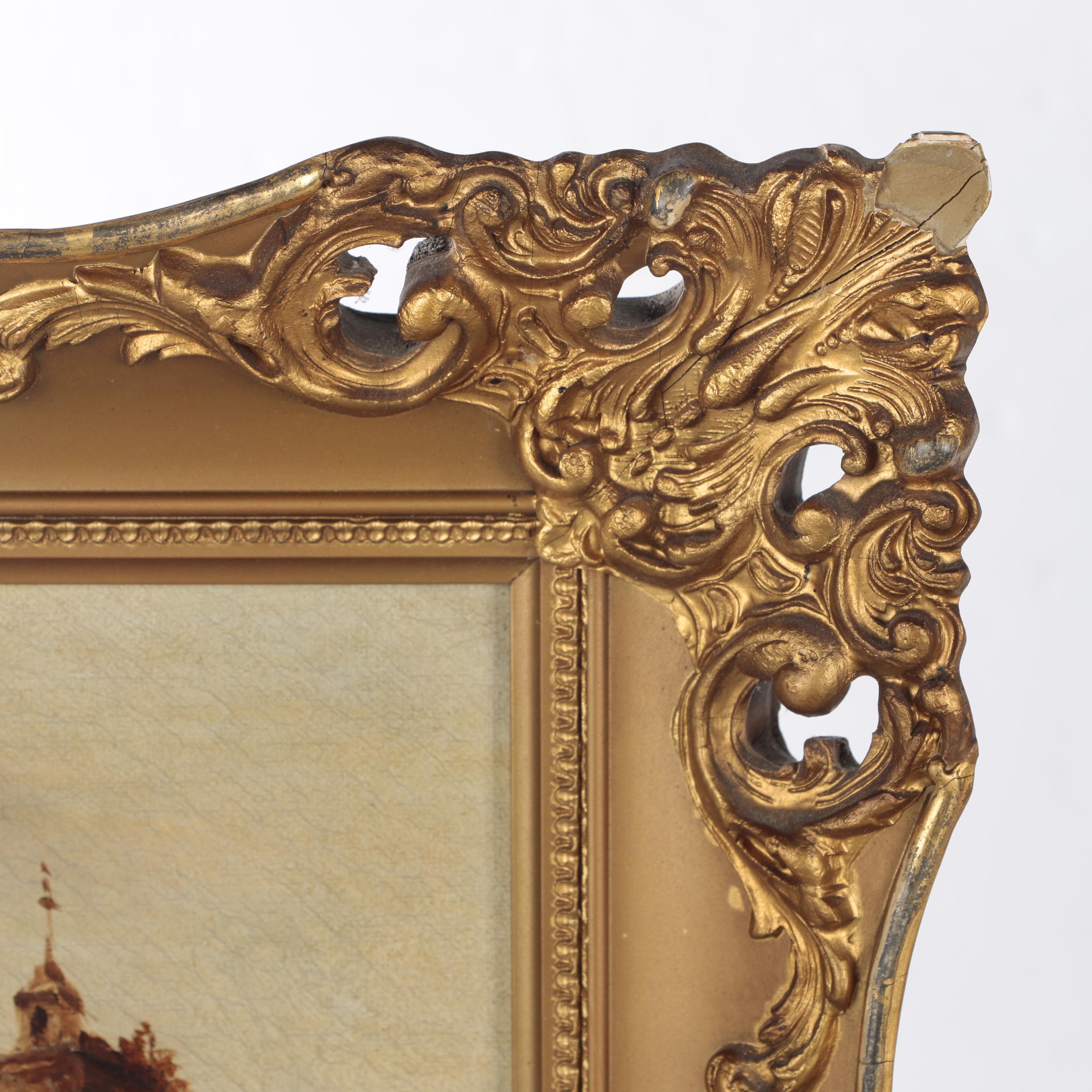 Franz Auguste Rezia Oil Painting of Northern Italian Village, 1906