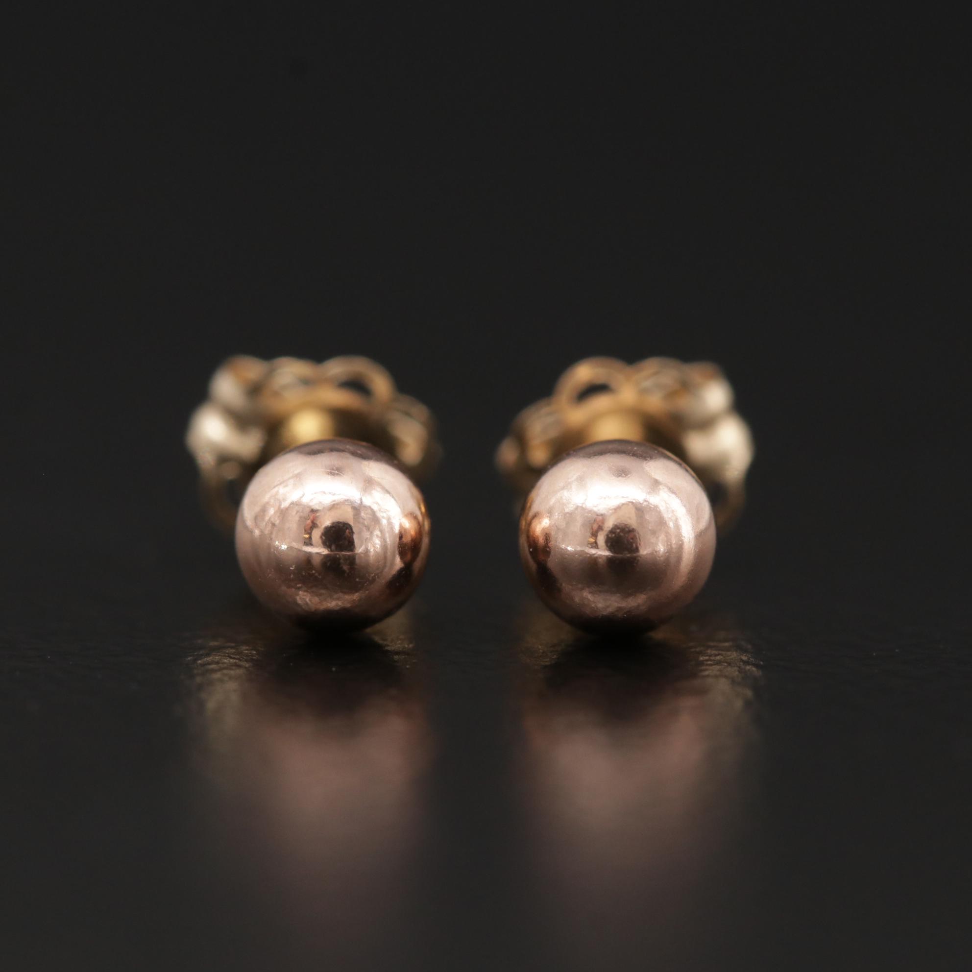 14K Rose Gold Small Ball Stud Earrings