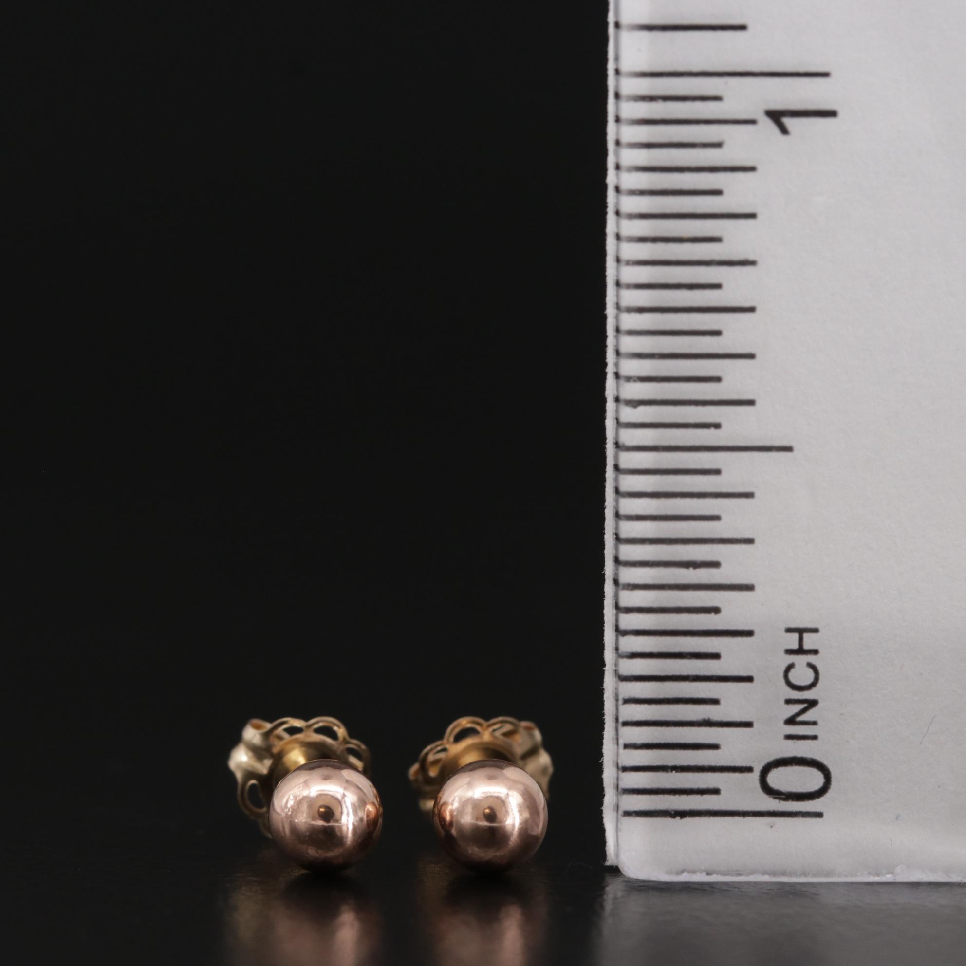 14K Rose Gold Small Ball Stud Earrings