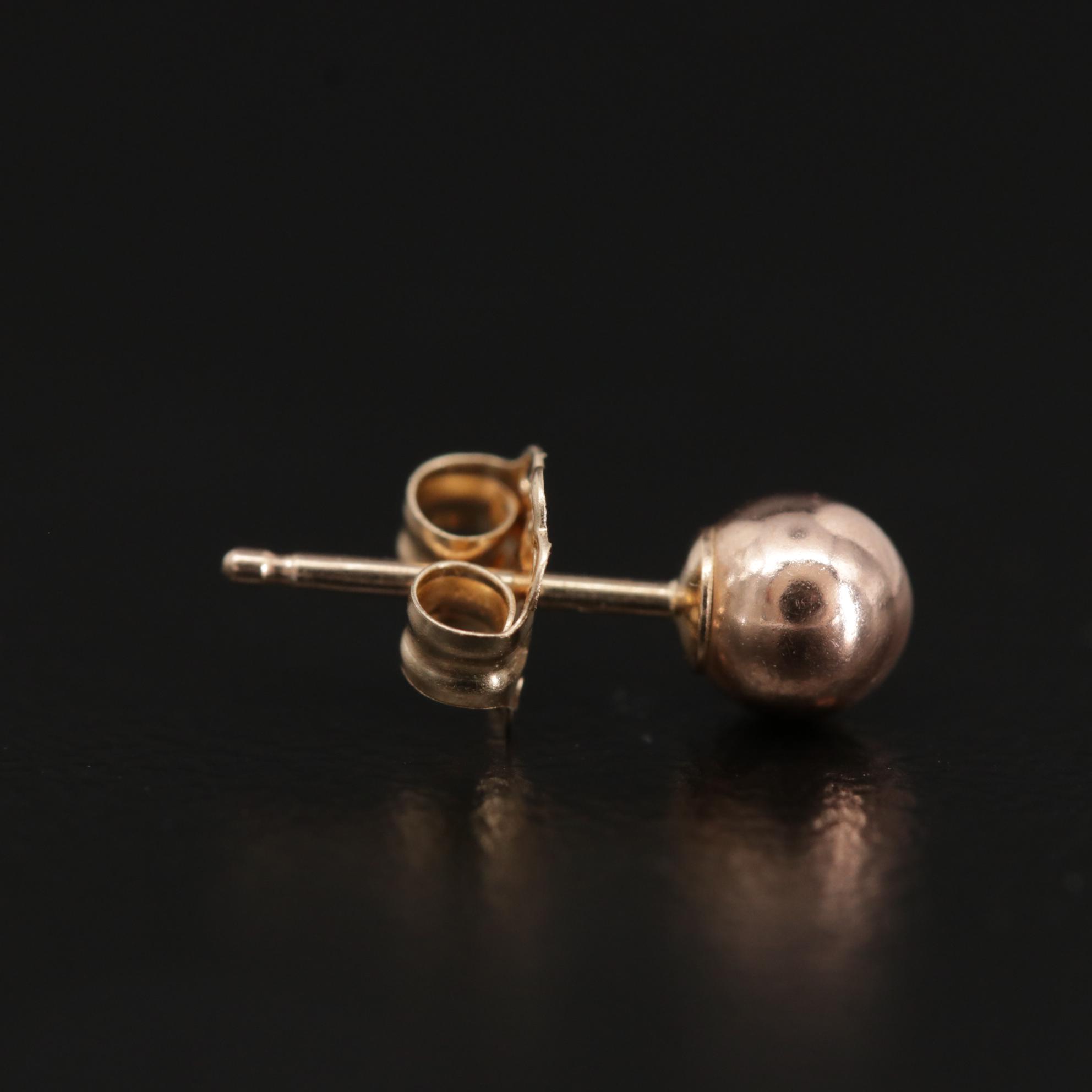 14K Rose Gold Small Ball Stud Earrings